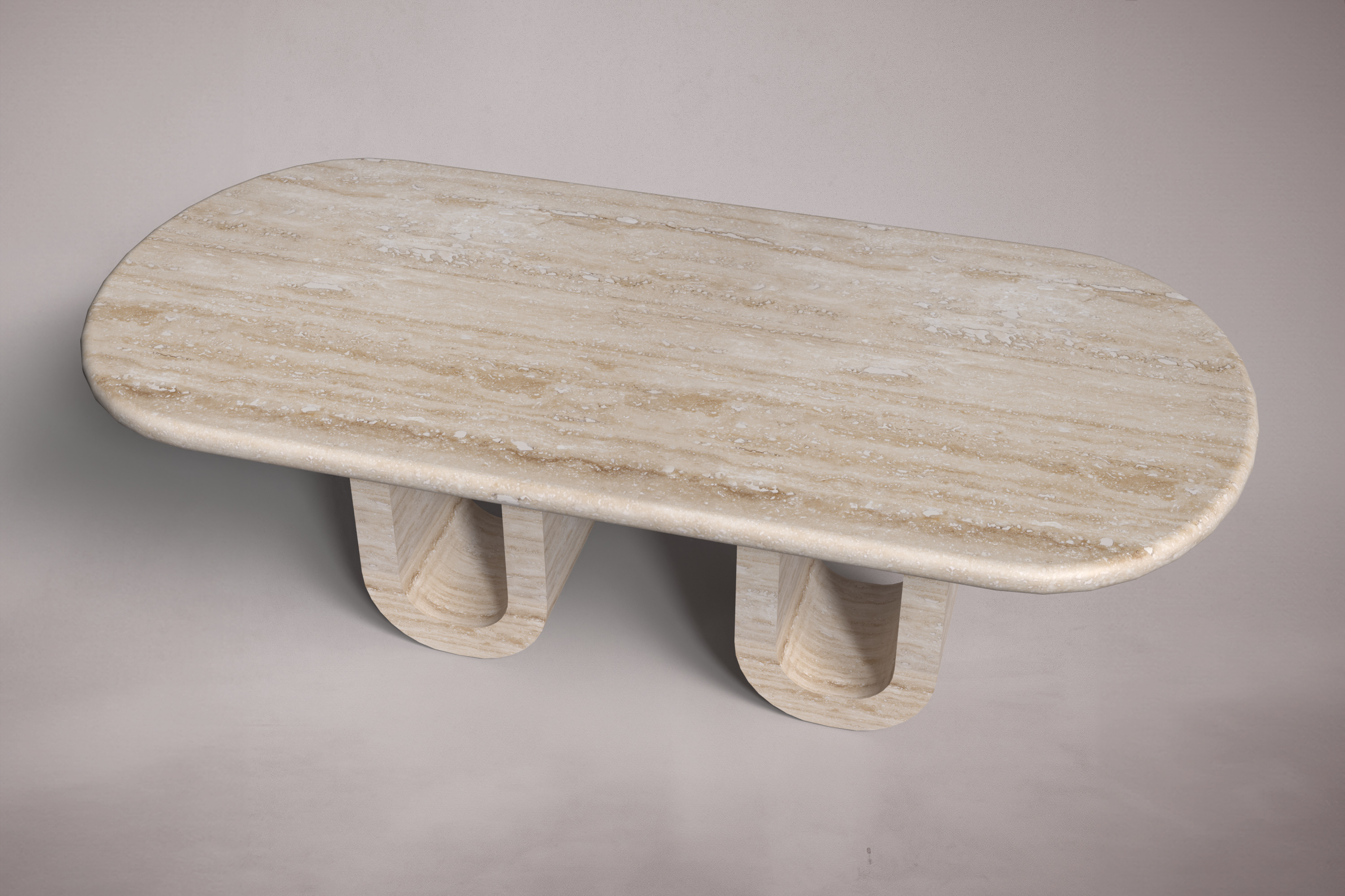 Noir Travertine Oval Dining Table