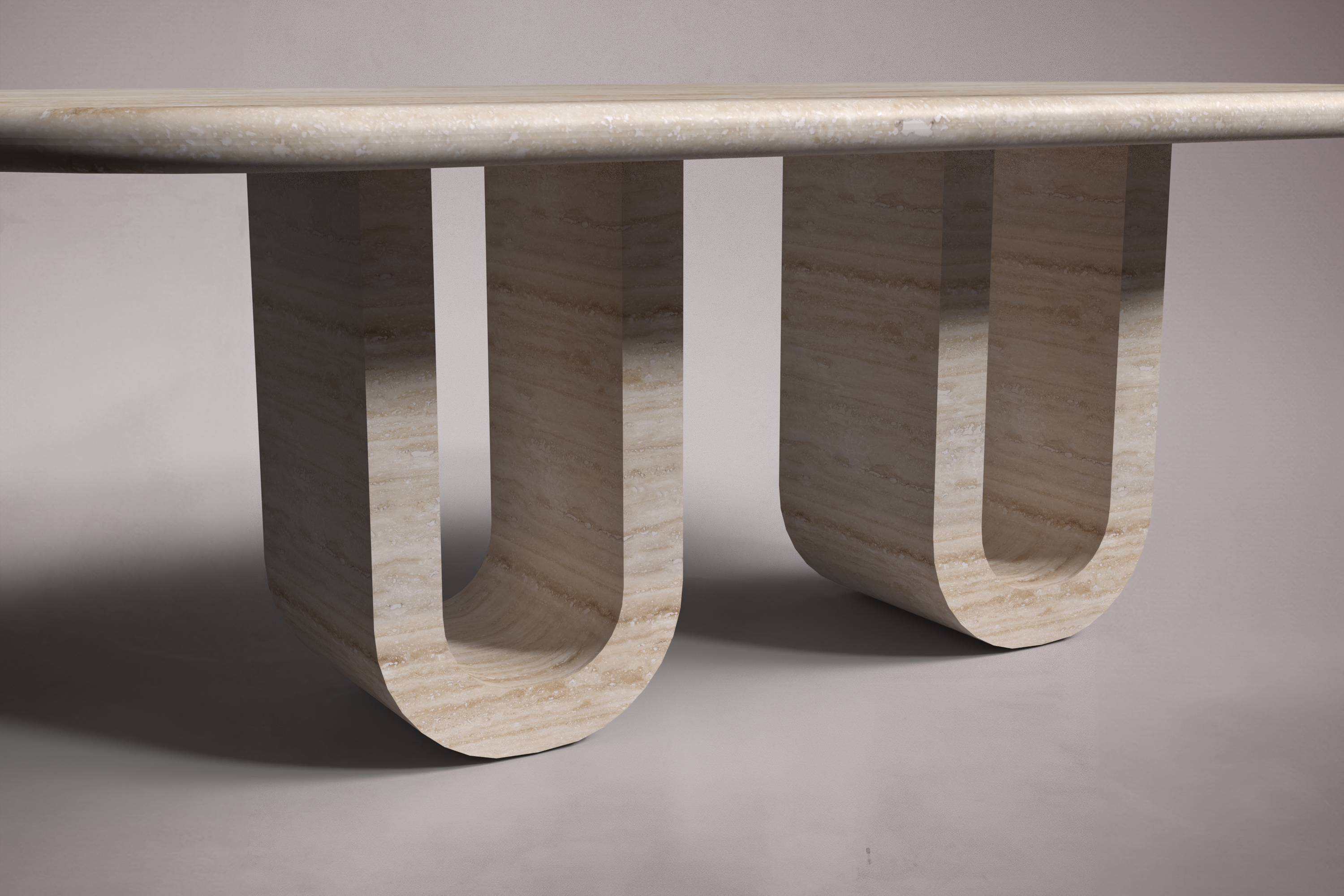 Noir Travertine Oval Dining Table