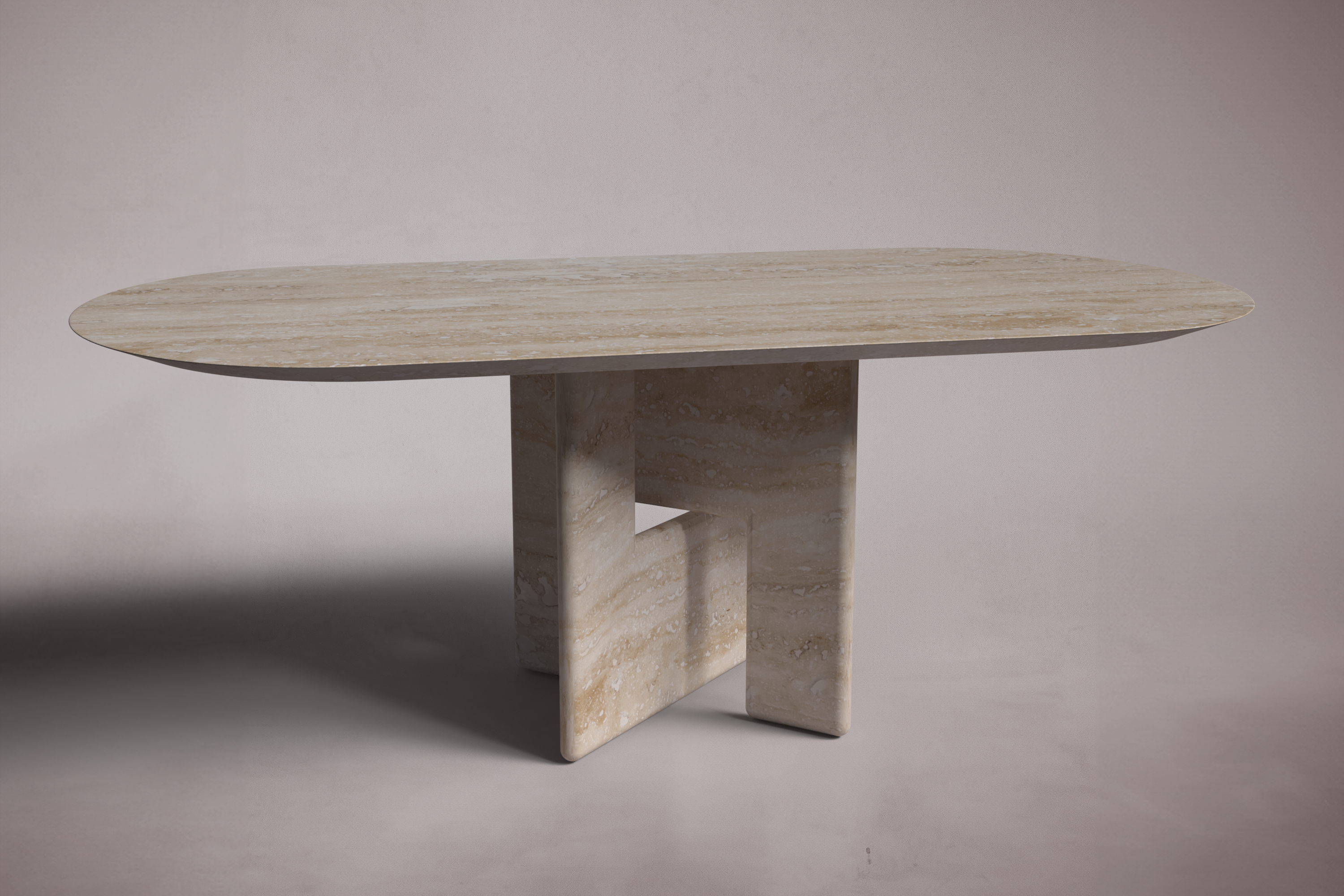 Pang Travertine Oval Dining Table