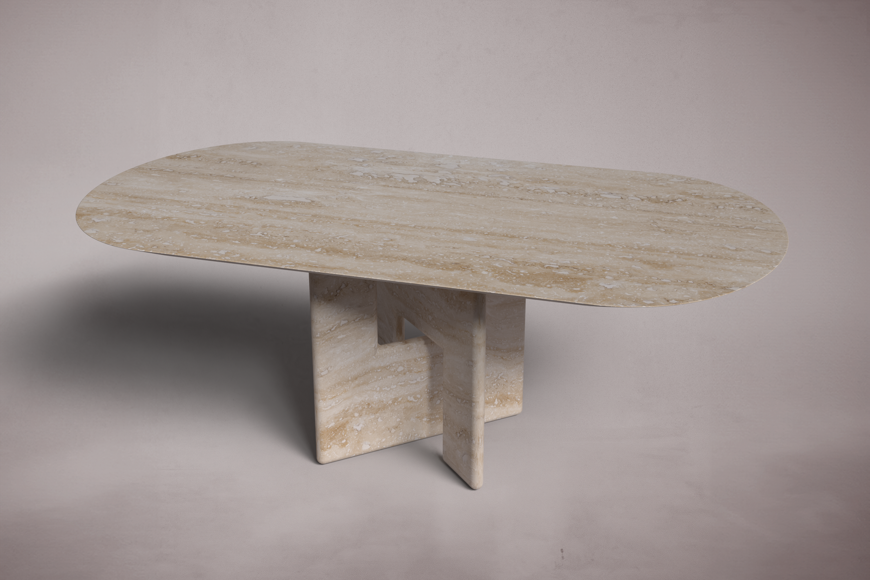 Pang Travertine Oval Dining Table