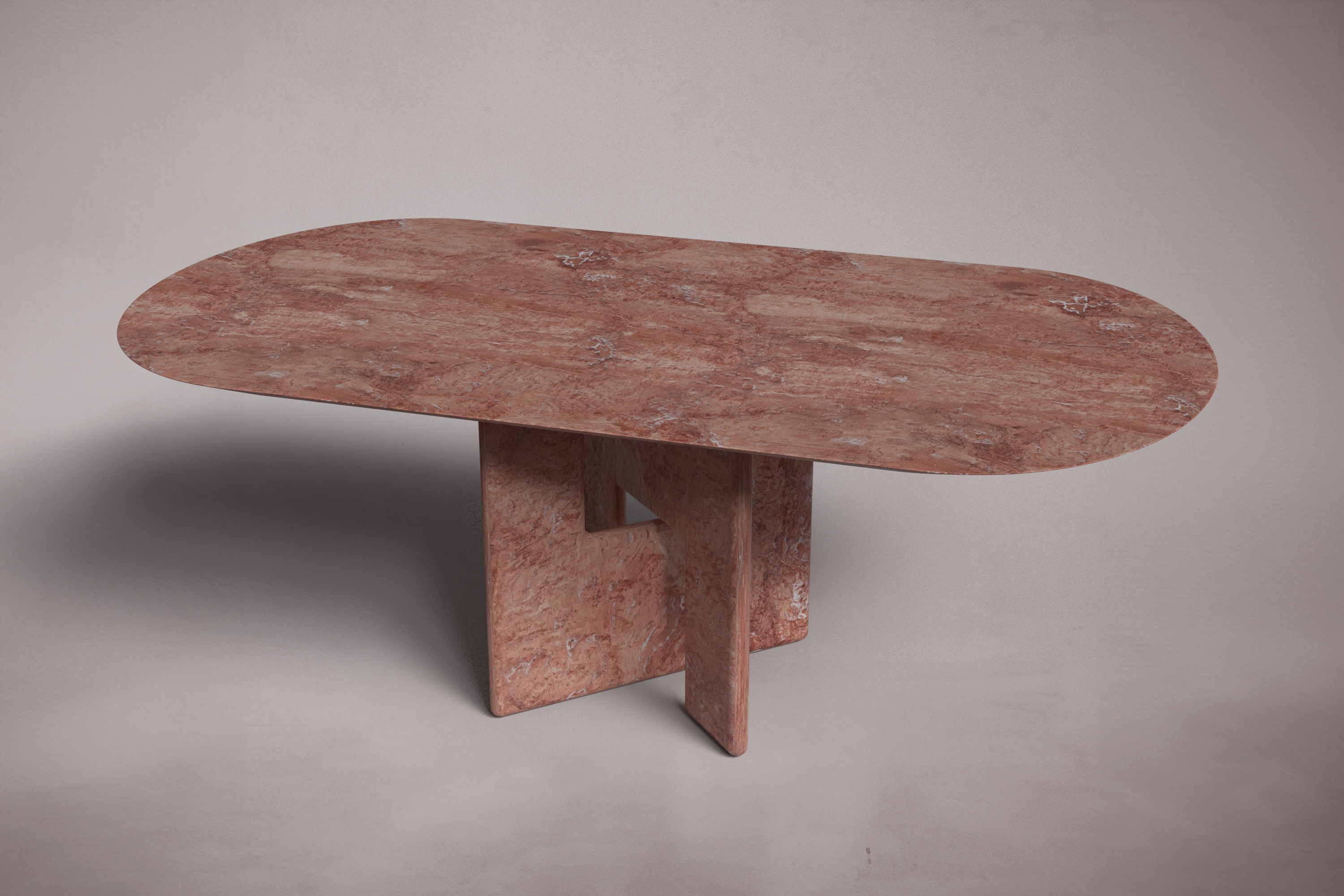 Pang Travertine Oval Dining Table