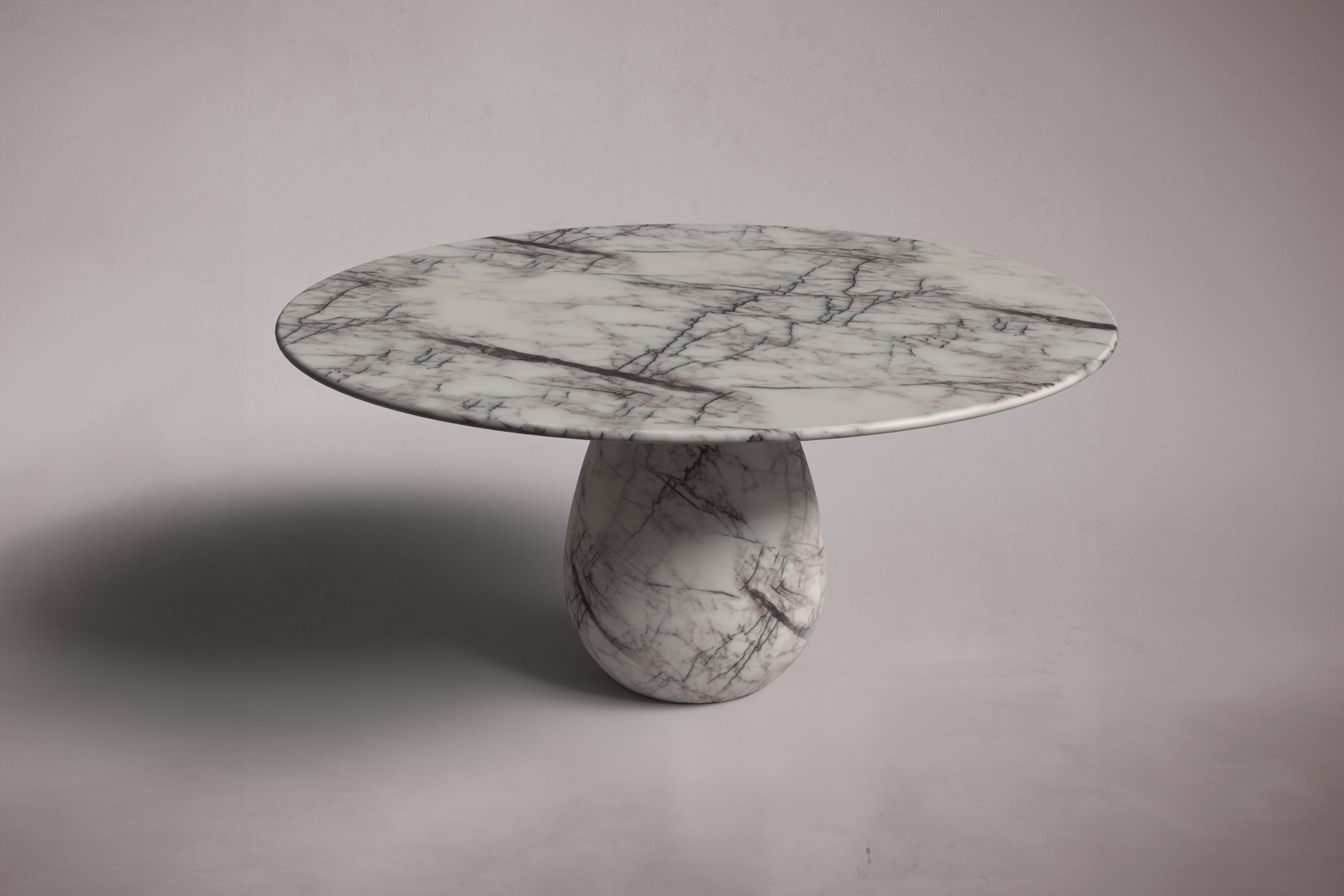 Pearl Lilac White Marble Round Dining Table