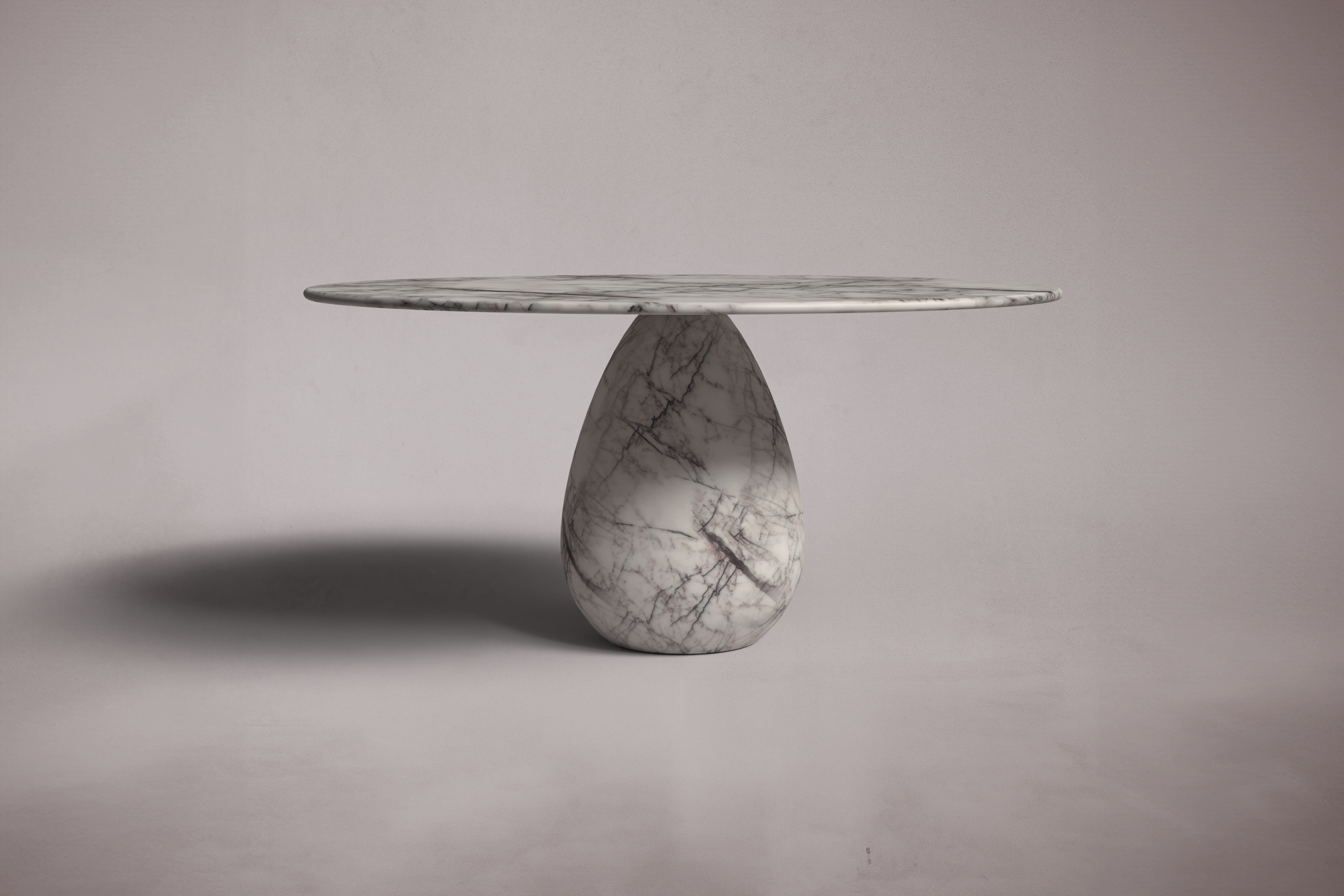 Pearl Lilac White Marble Round Dining Table