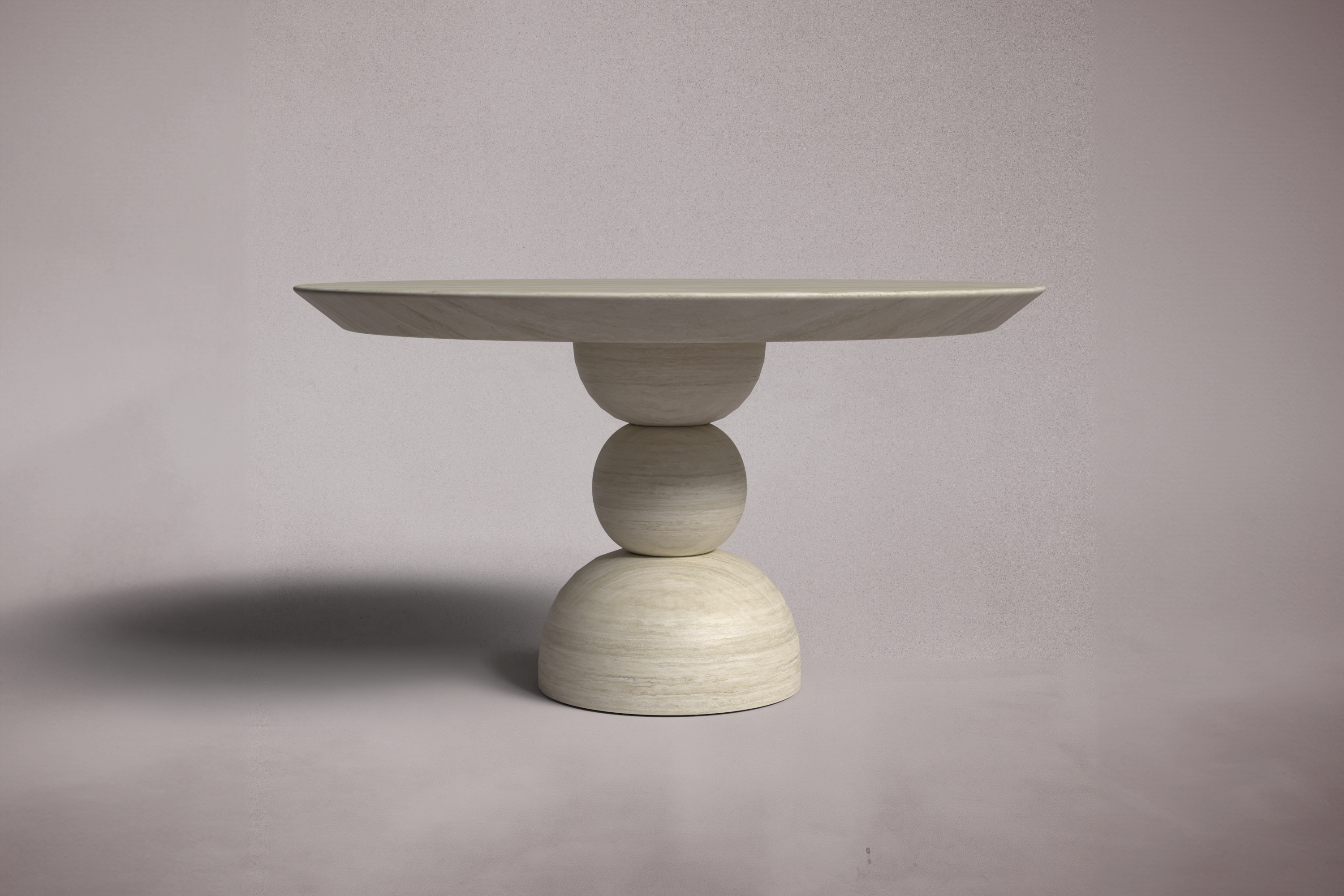 Pebbles Travertine Round Dining Table