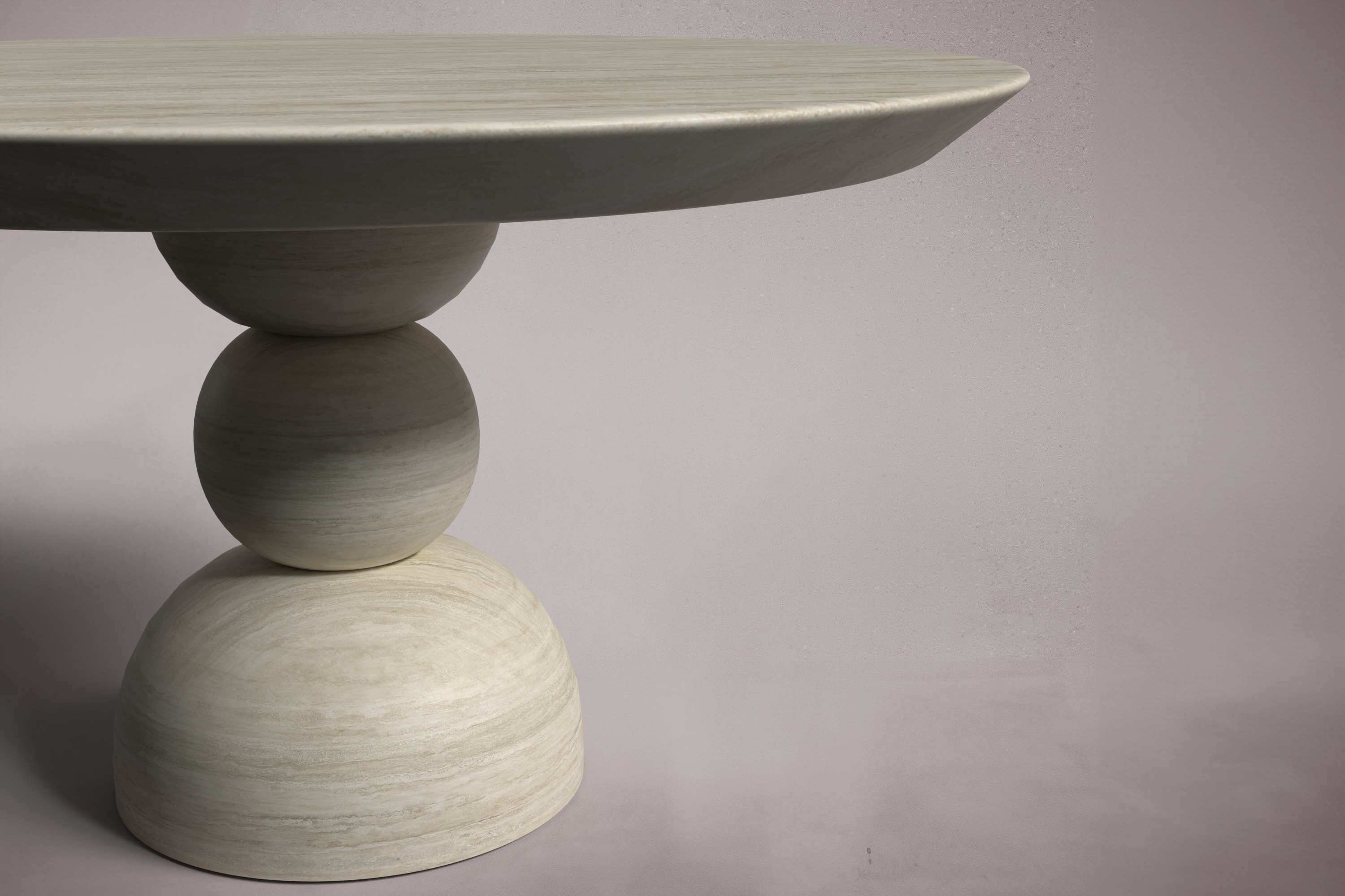 Pebbles Travertine Round Dining Table