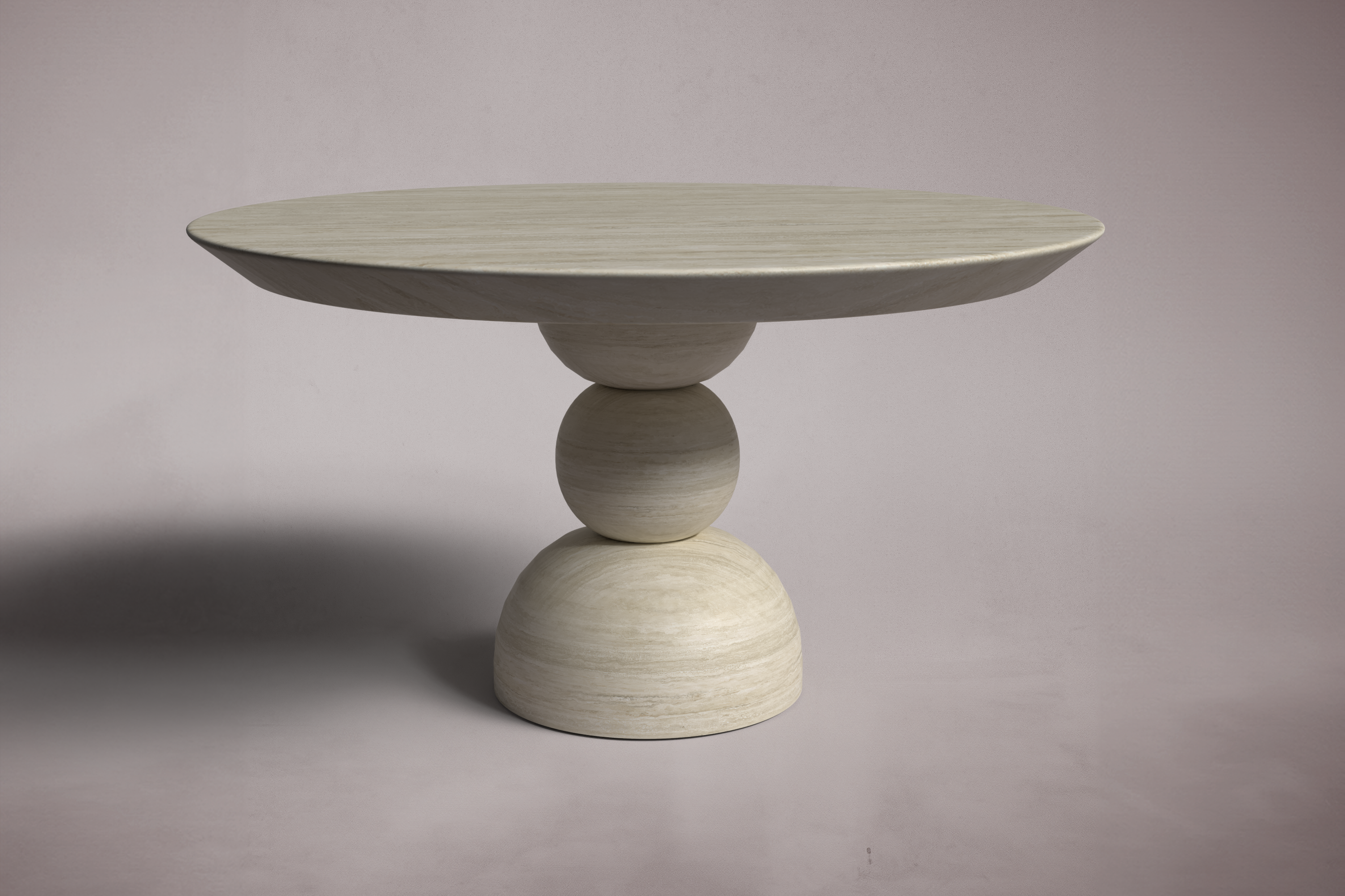 Pebbles Travertine Round Dining Table