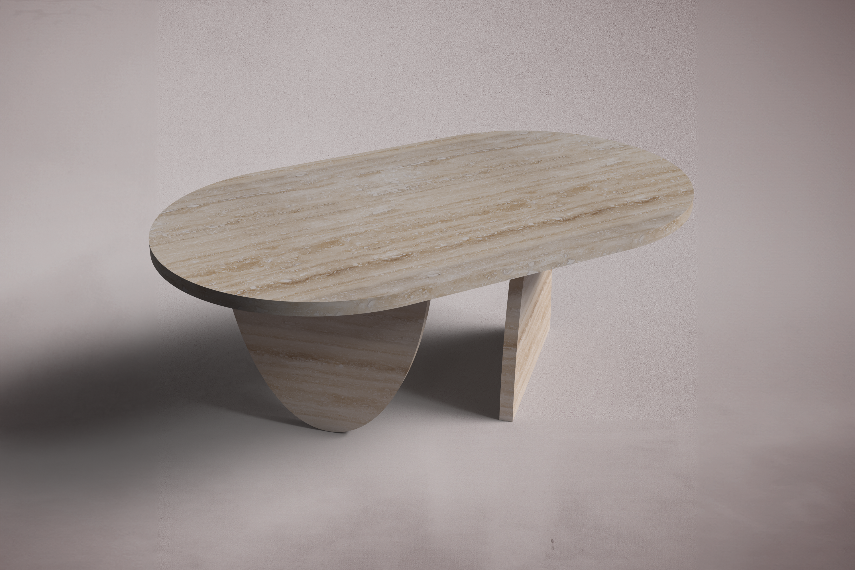 Pilar Red Travertine Oval Coffee Table