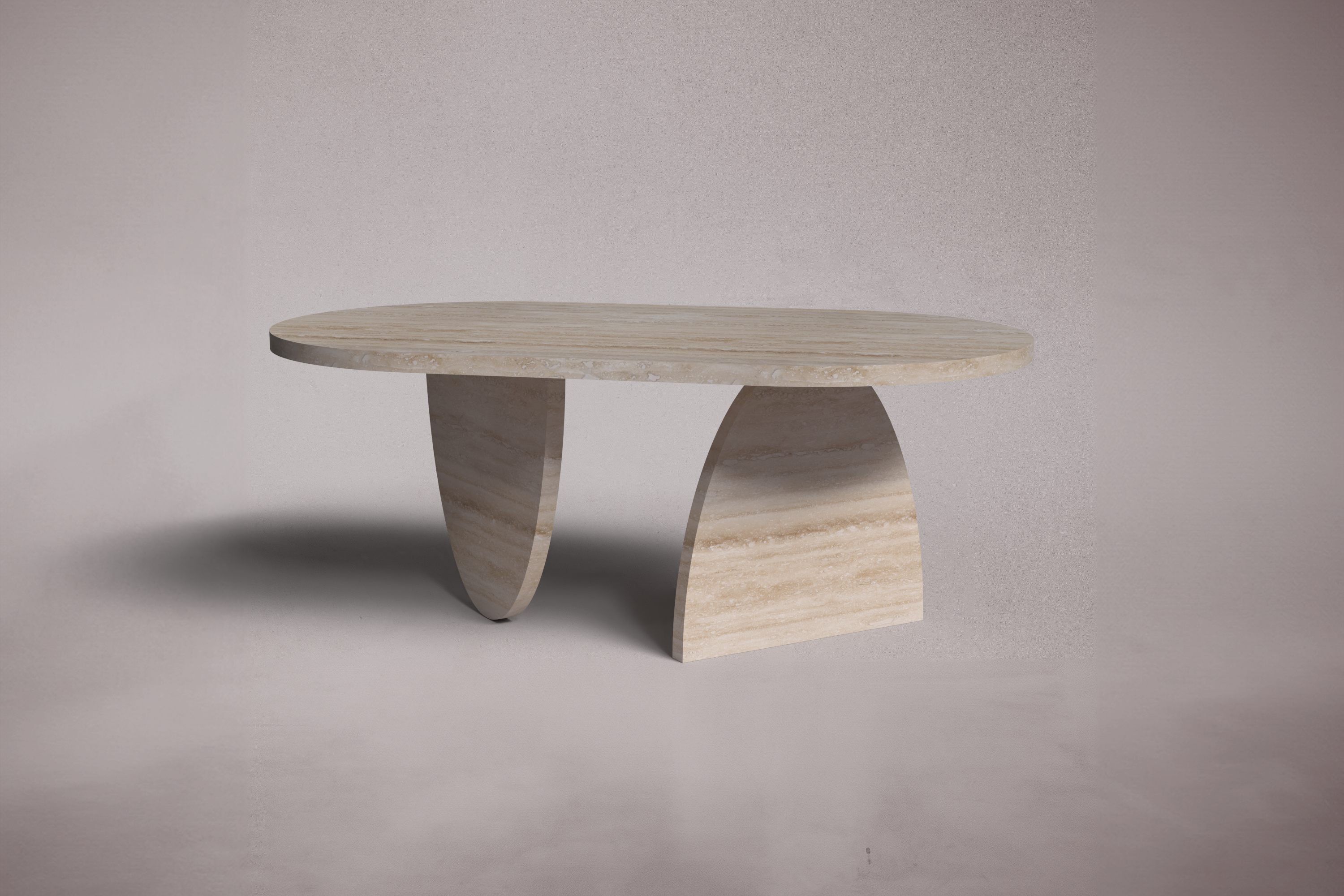 Pilar Red Travertine Oval Coffee Table