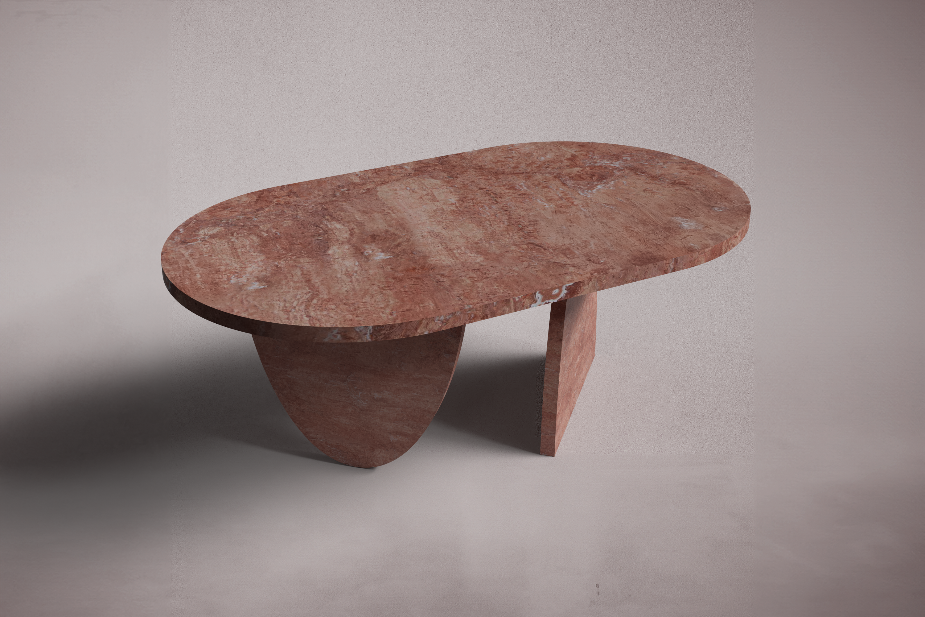 Pilar Red Travertine Oval Coffee Table