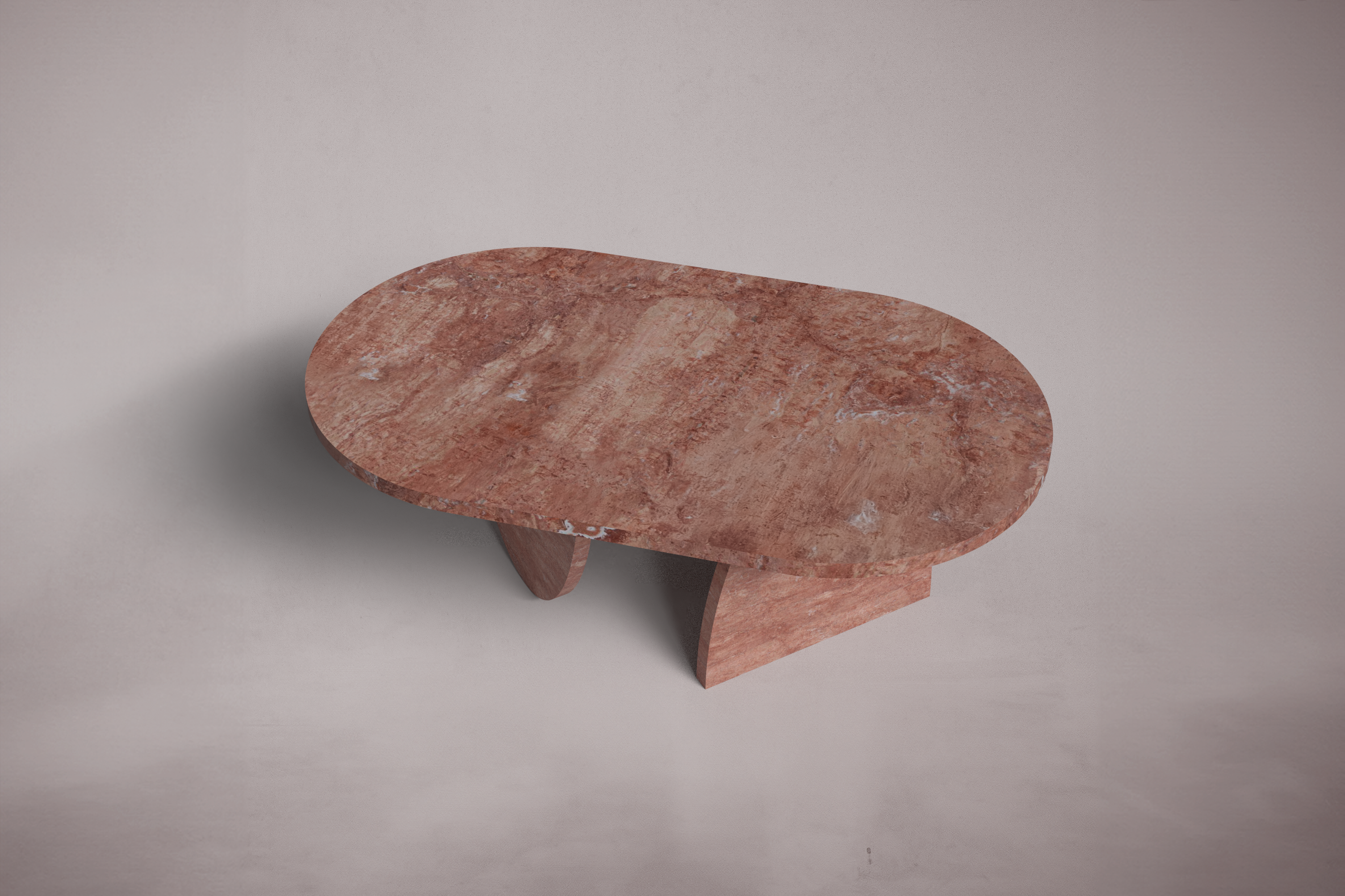 Pilar Red Travertine Oval Coffee Table