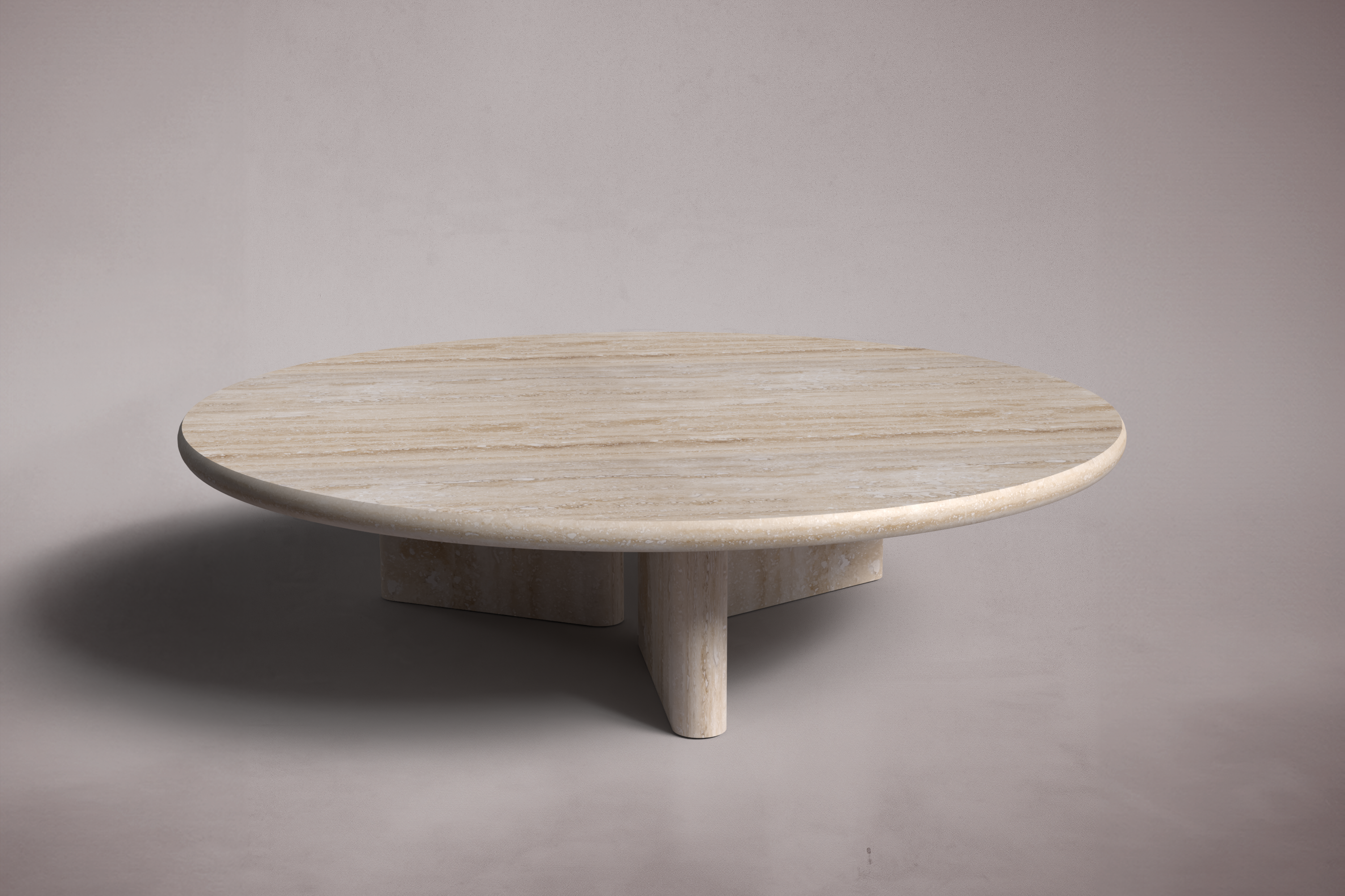 Prism Travertine Round Coffee Table