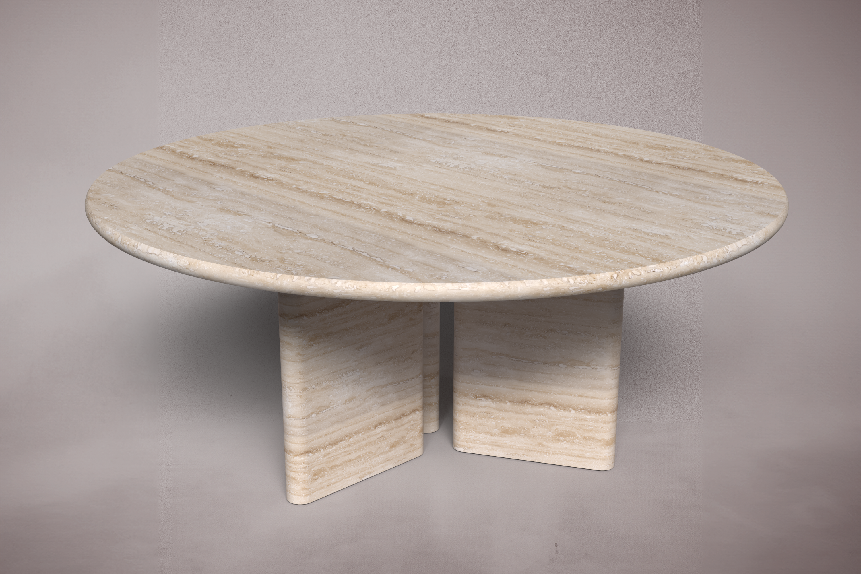 Prism Travertine Round Dining Table