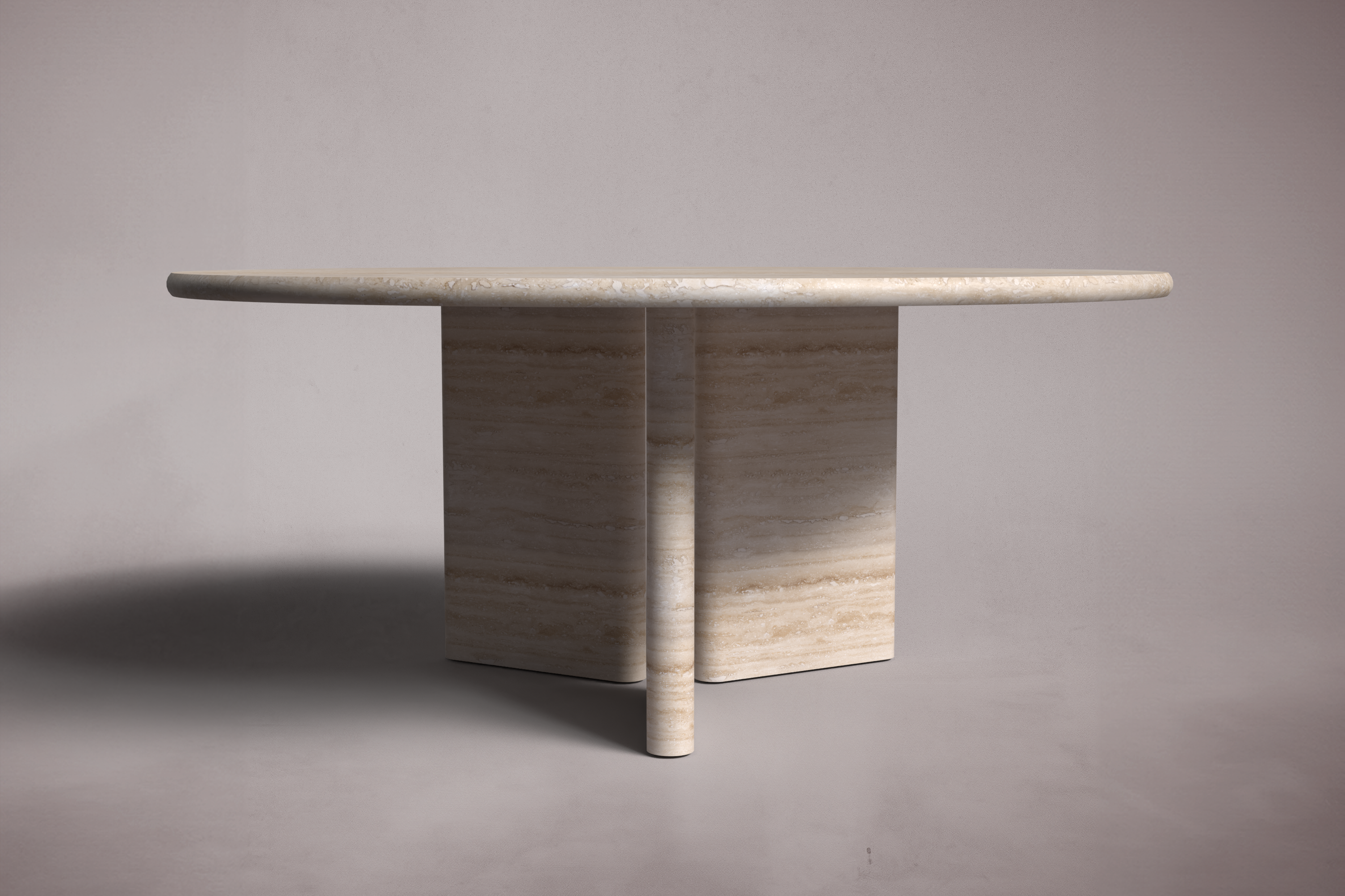 Prism Travertine Round Dining Table