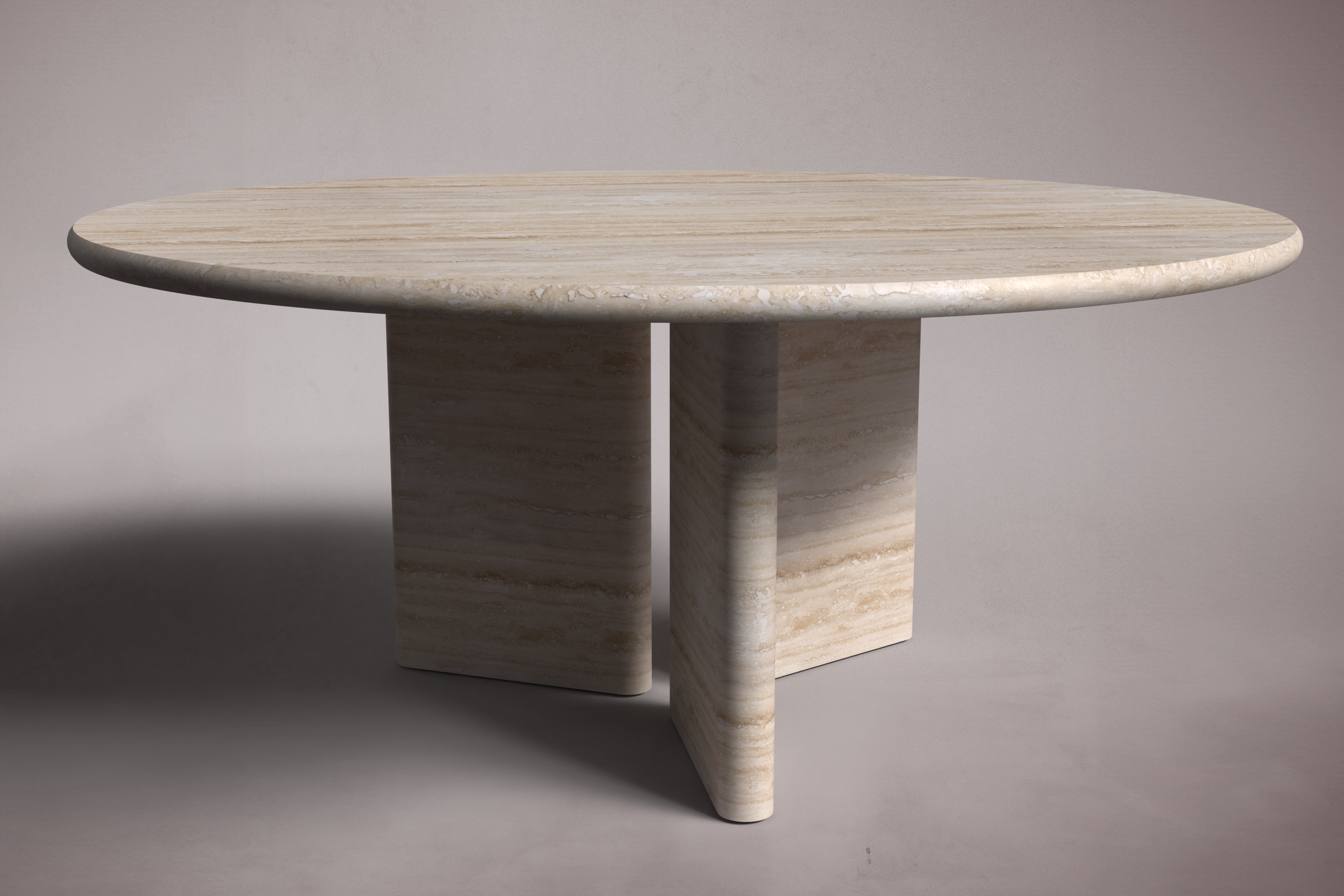 Prism Travertine Round Dining Table