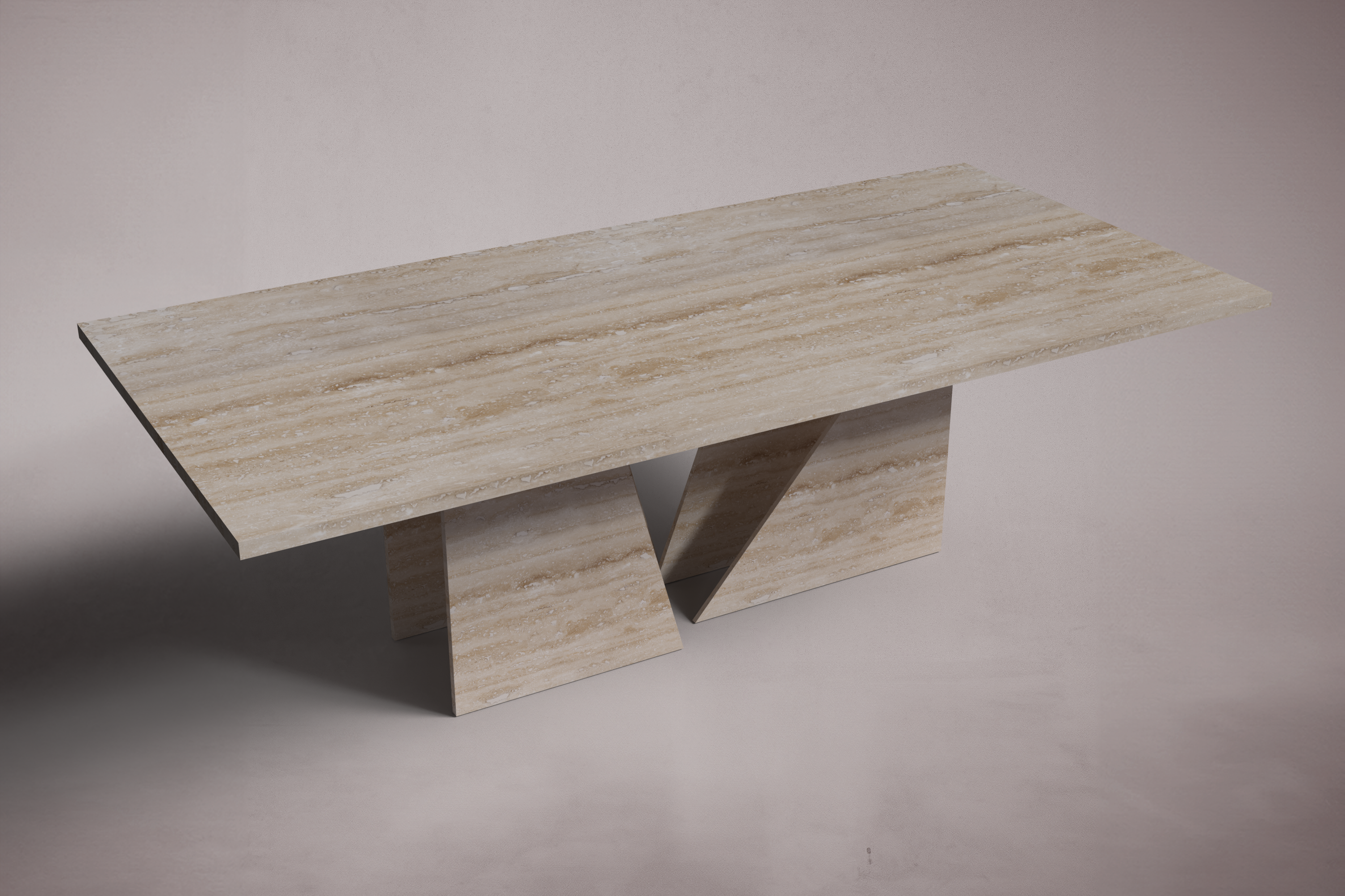Pyra Rectangular Travertine Dining Table