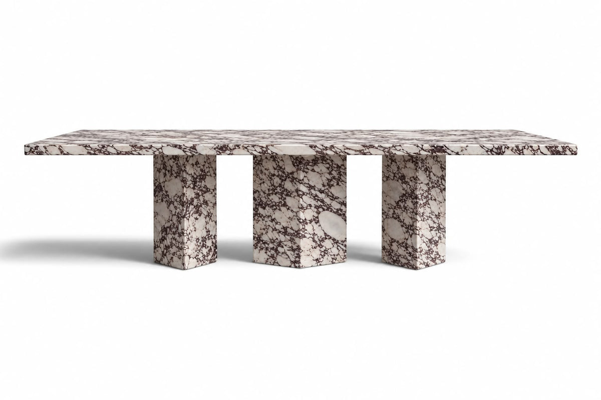 calacatta viola marble dining table. viola marble dining table. large marble dining table. custom marble dining table. custom marble table. outdoor marble table. rectangular marble dining table.