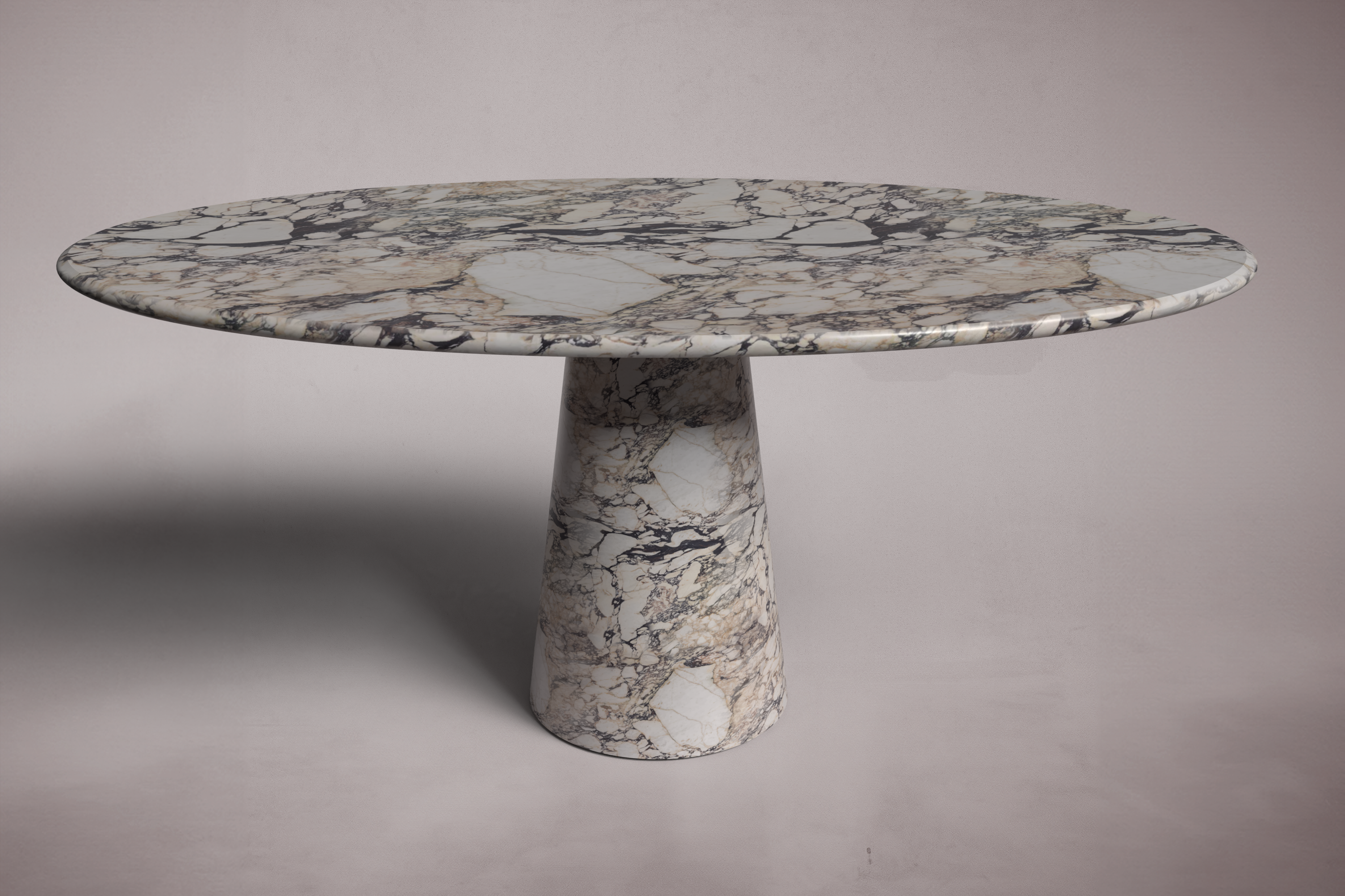 Solitary Cone Calacatta Viola Marble Oval Dining Table