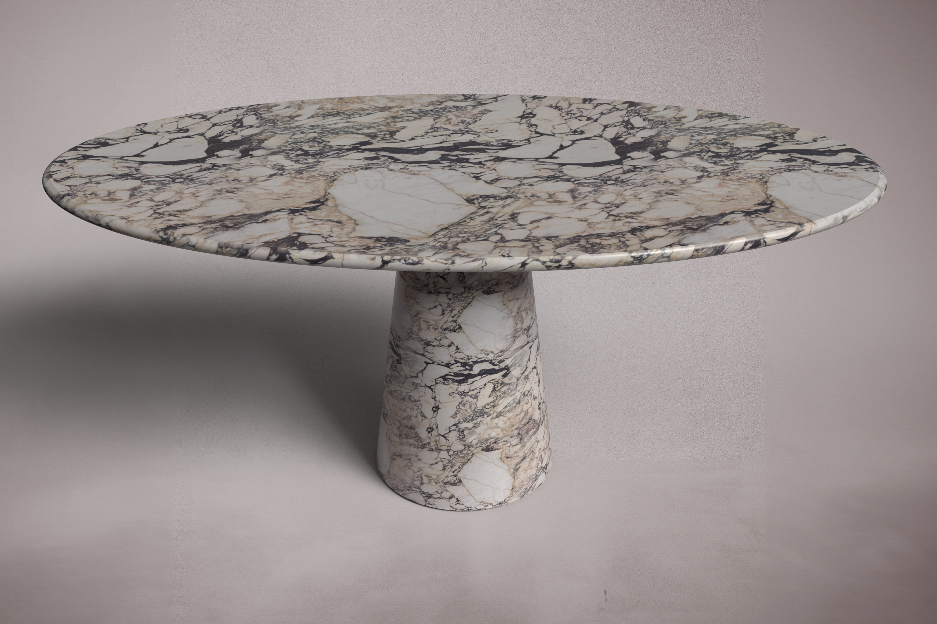 Solitary Cone Calacatta Viola Marble Oval Dining Table