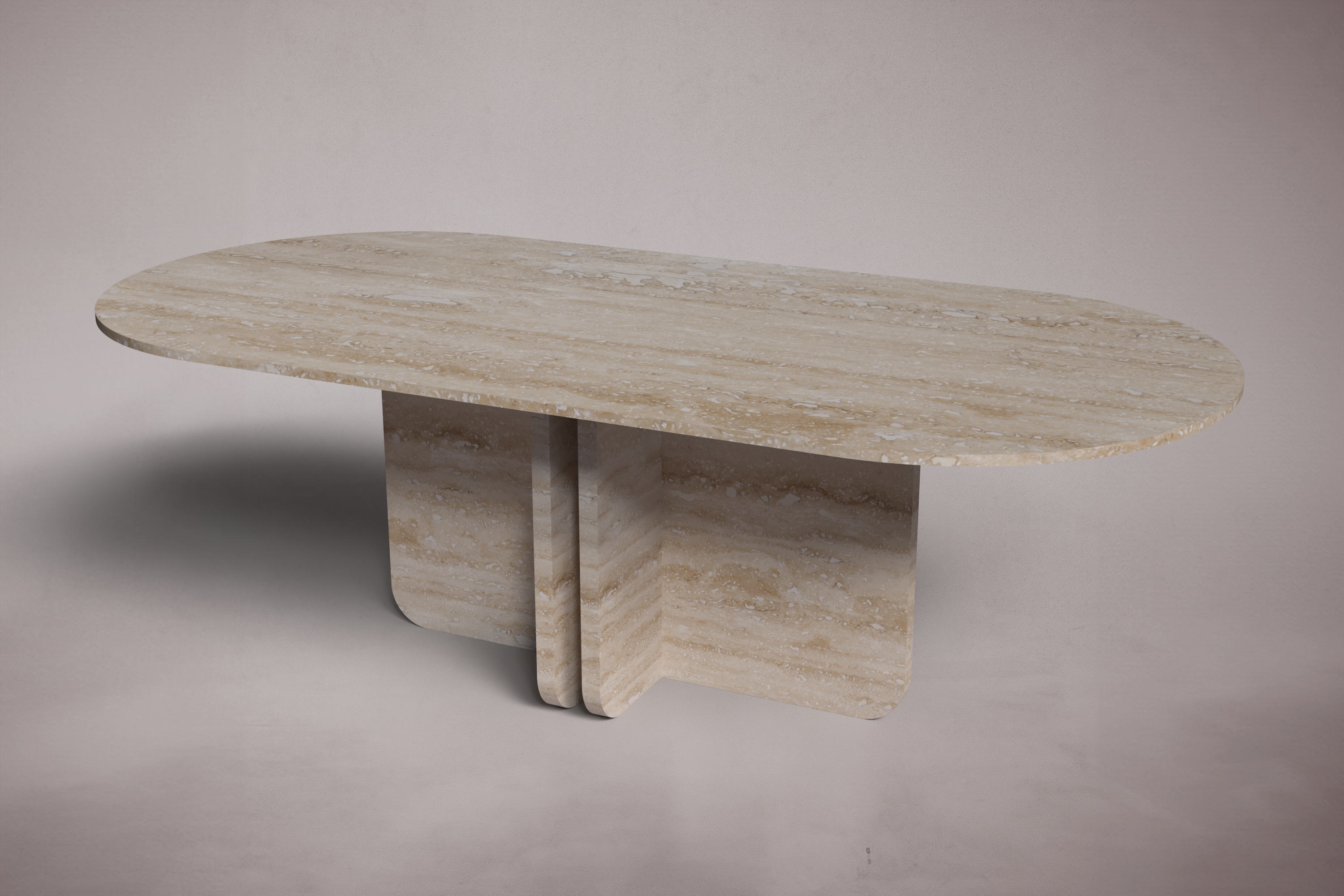 Valery Travertine Oval Dining Table