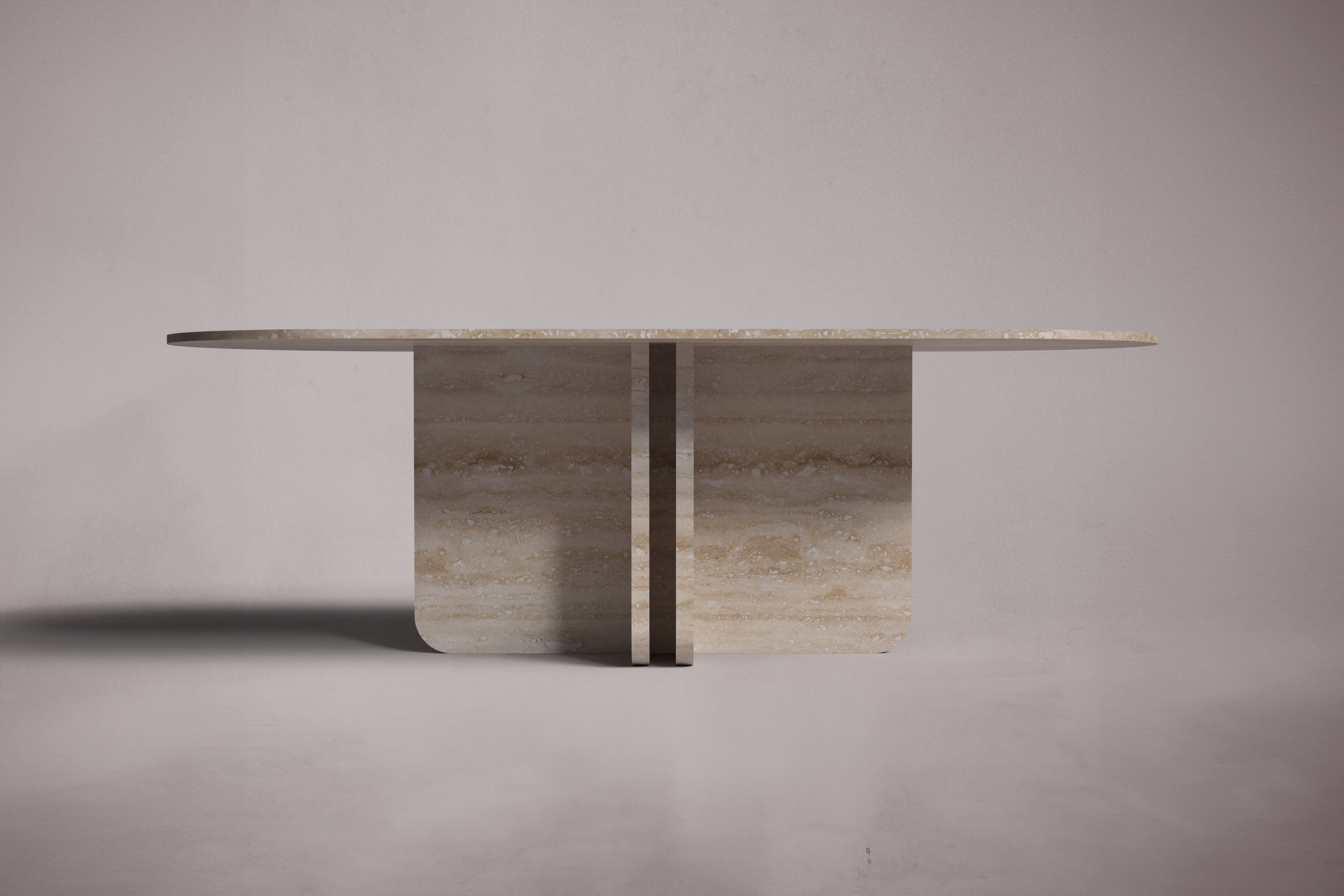 Valery Travertine Oval Dining Table