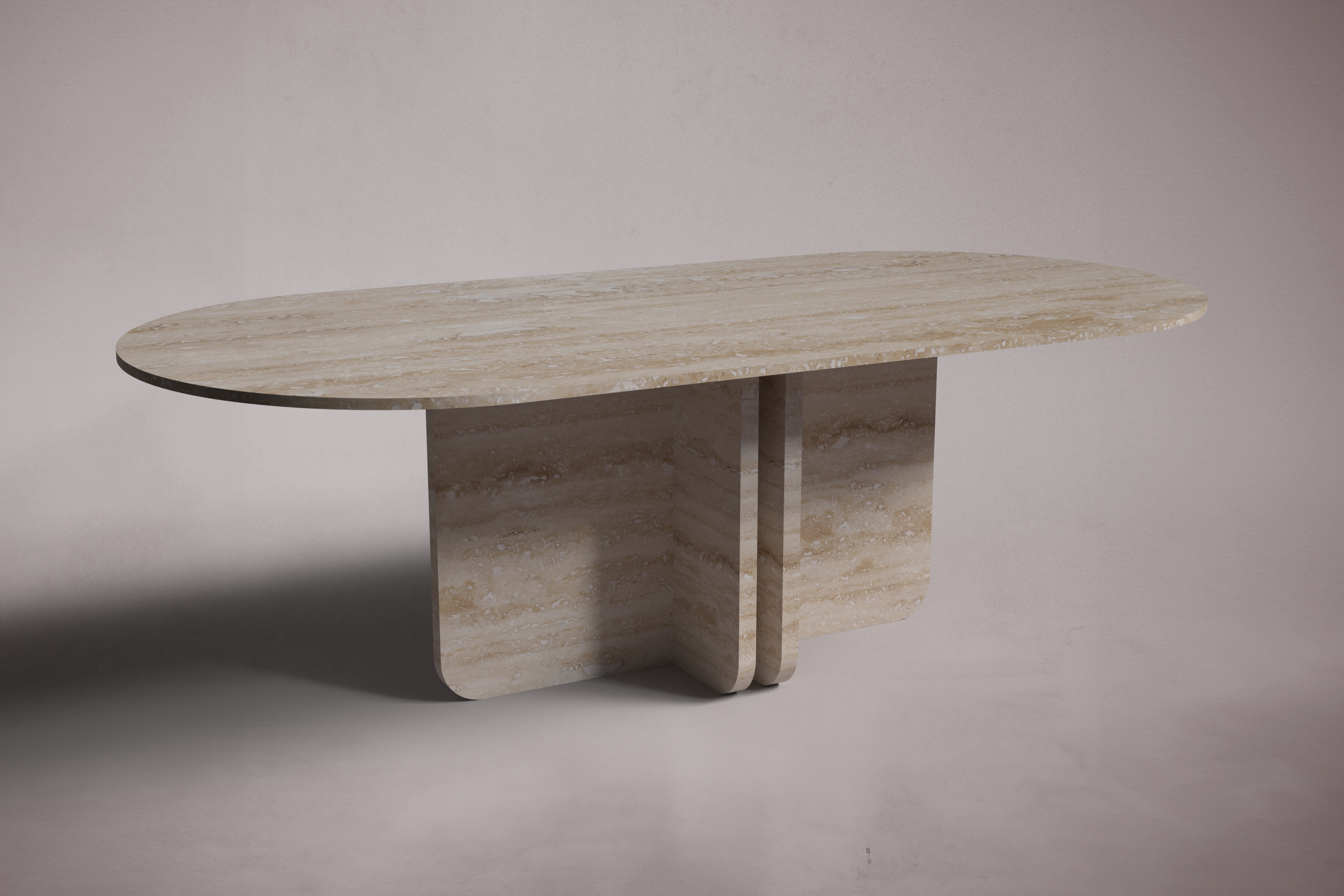 Valery Travertine Oval Dining Table