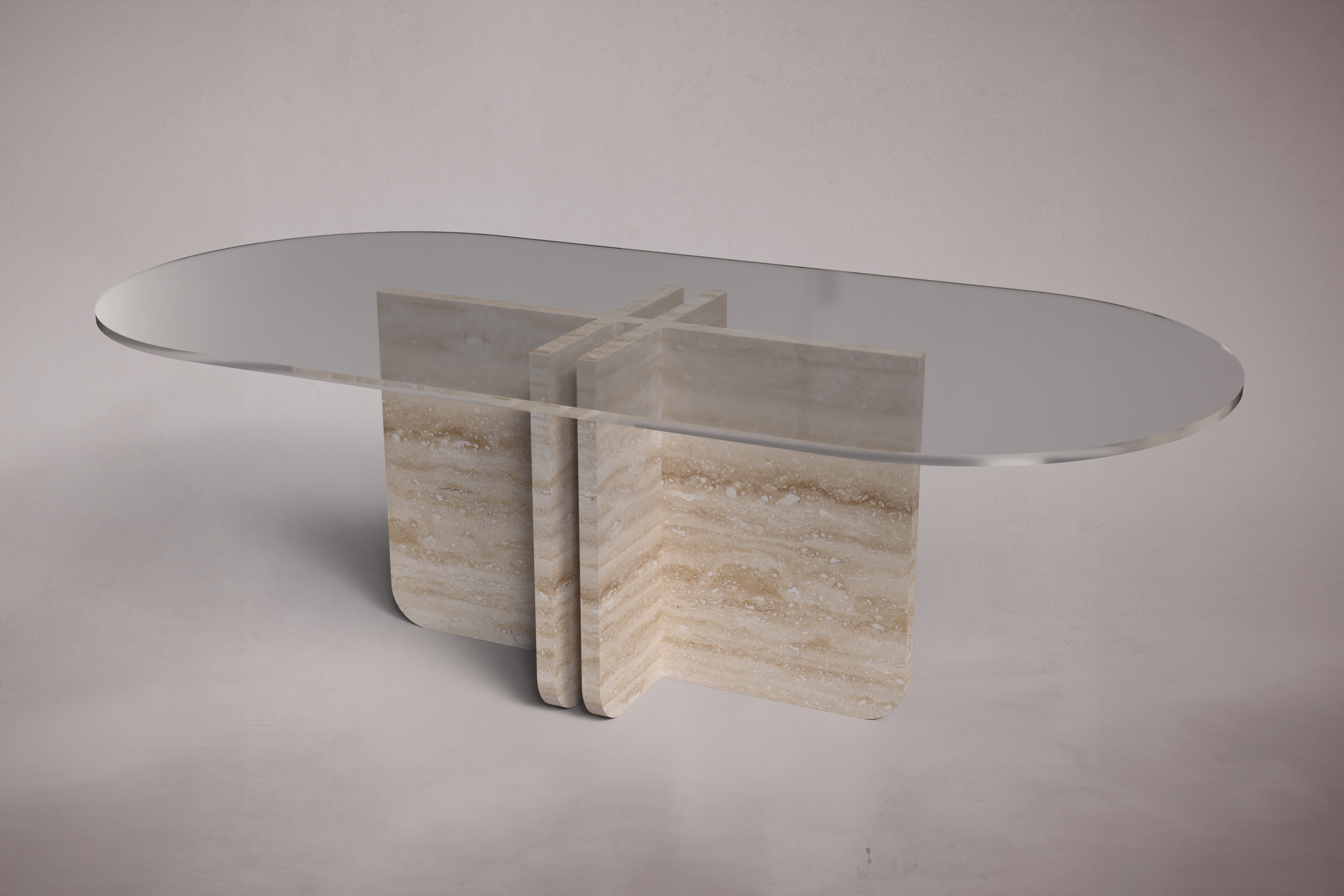 Valery Travertine Oval Dining Table