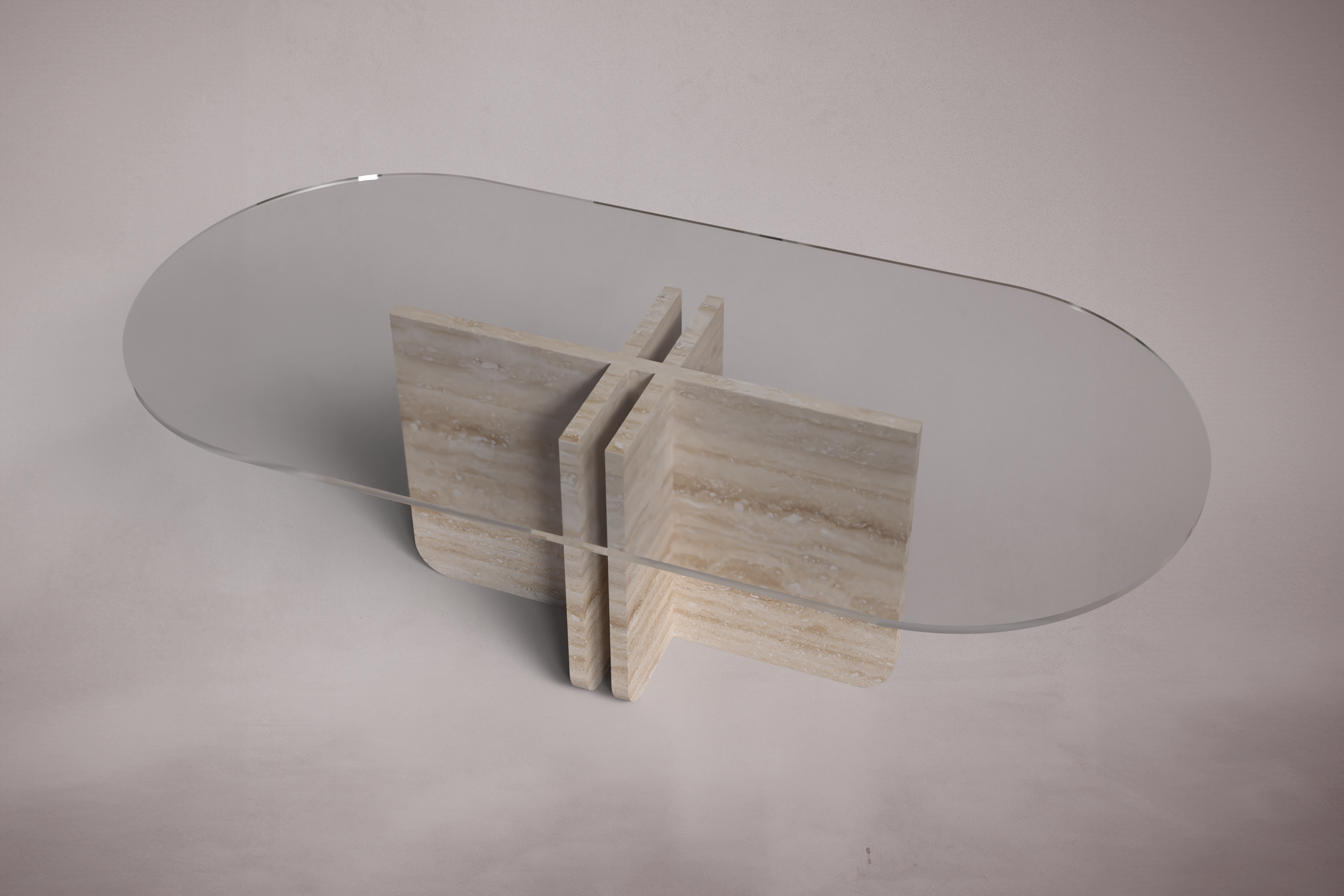 Valery Travertine Oval Dining Table