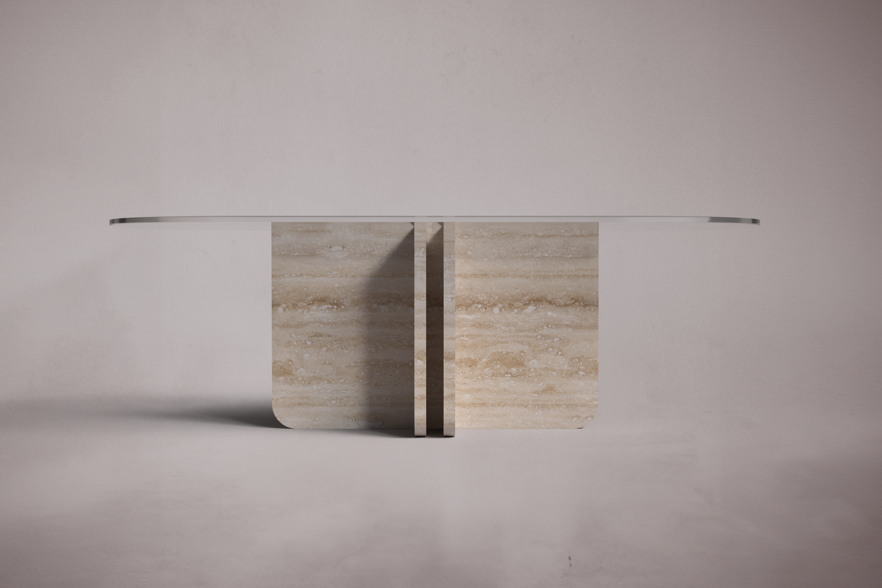 Valery Travertine Oval Dining Table