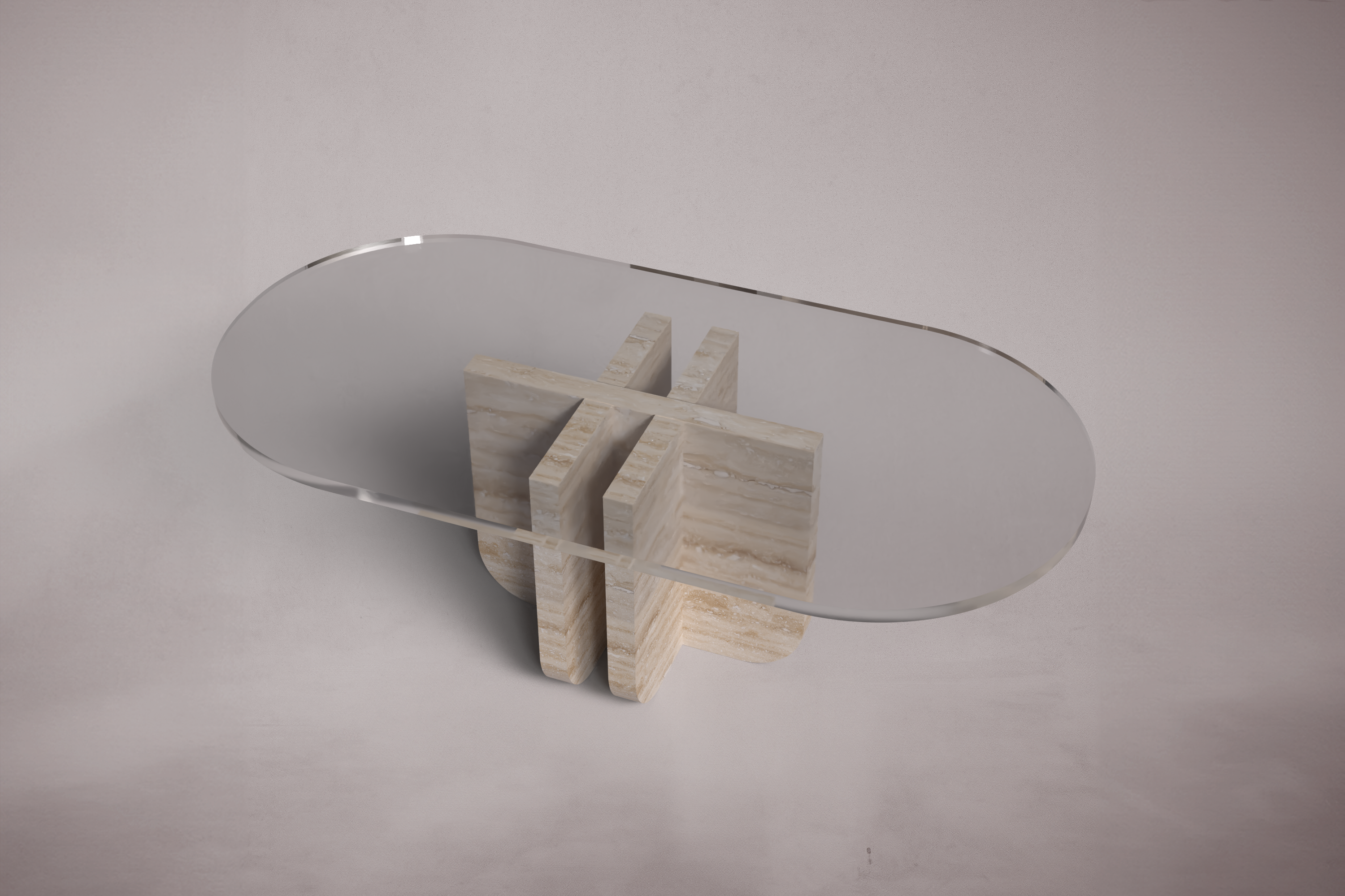 Valery Travertine Oval Coffee Table