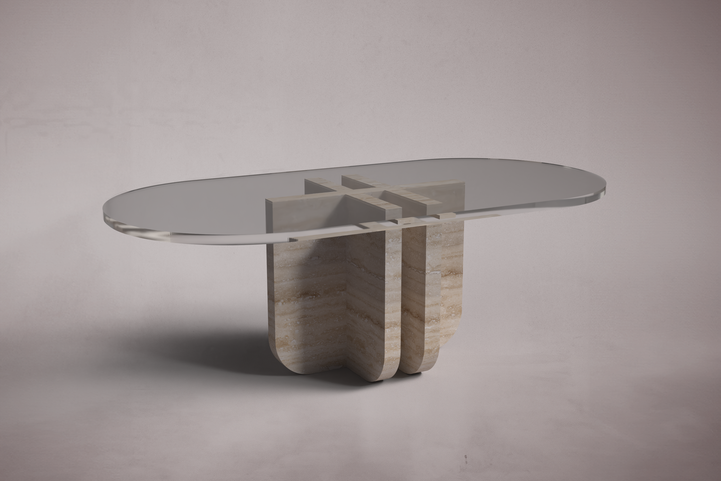 Valery Travertine Oval Coffee Table