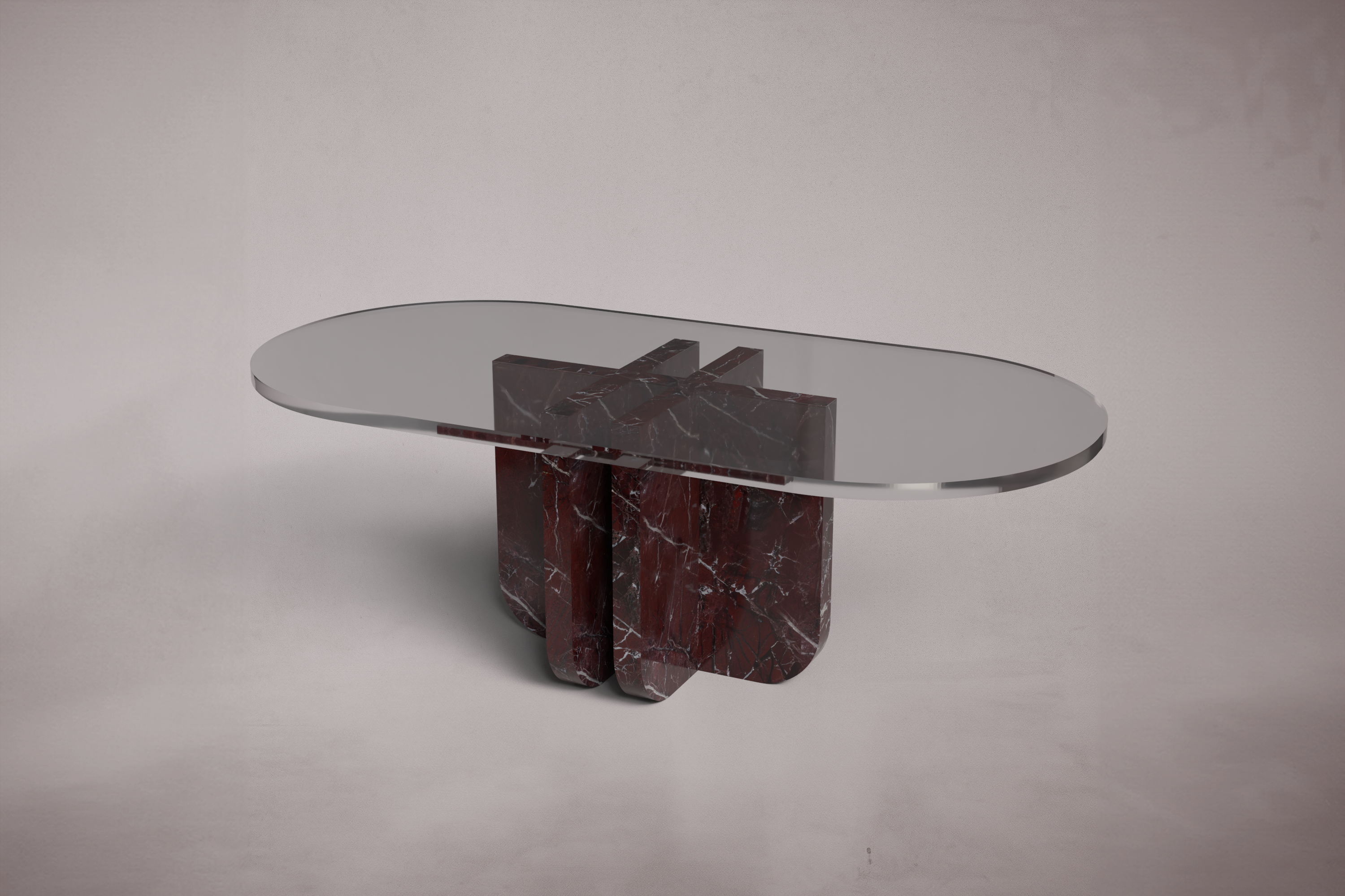 Valery Red Marble Oval Coffee Table