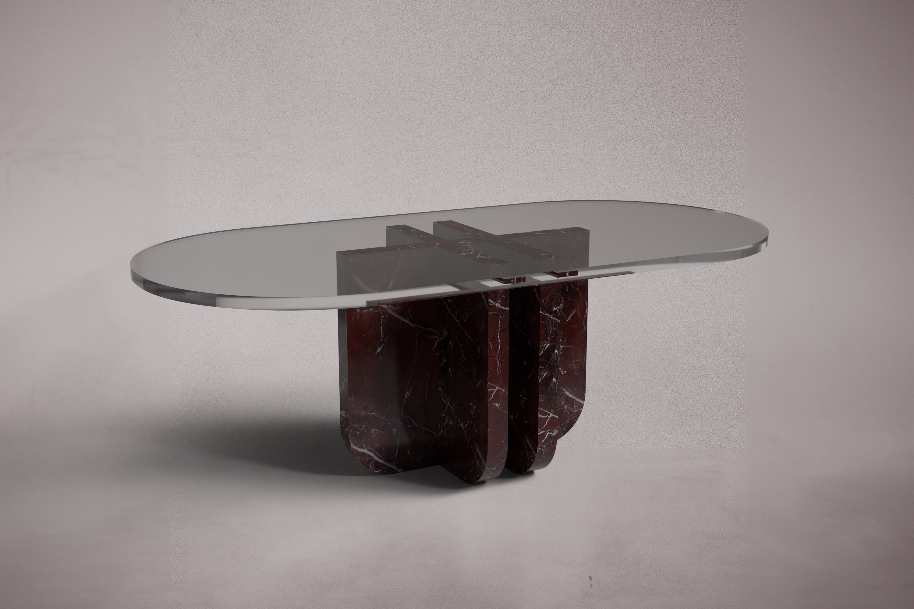 Valery Red Marble Oval Coffee Table