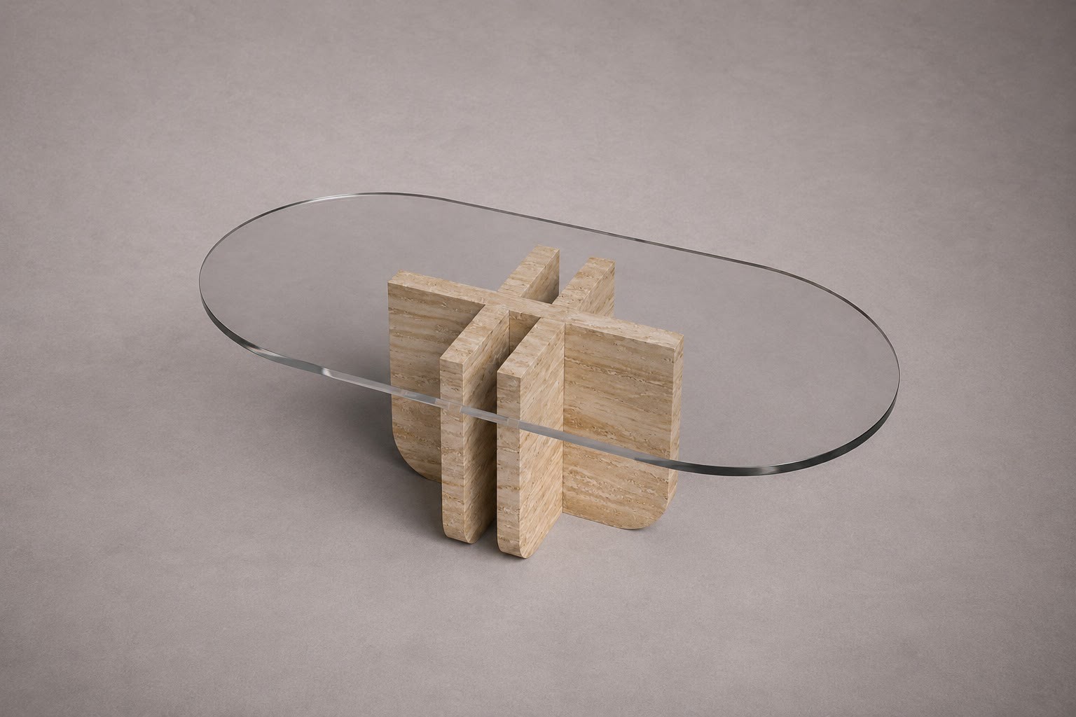 Valery Travertine Oval Coffee Table