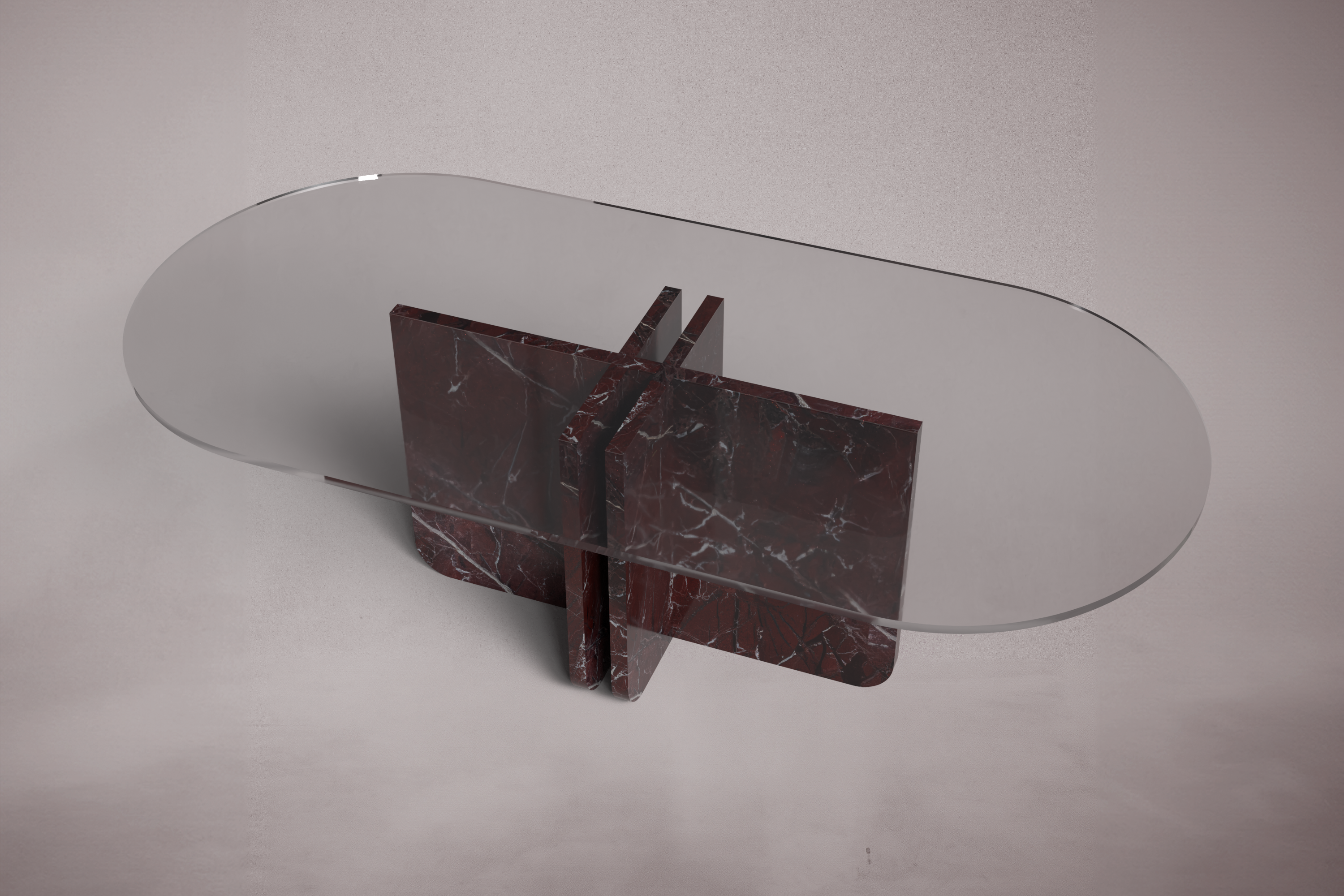 Valery Red Marble Oval Dining Table