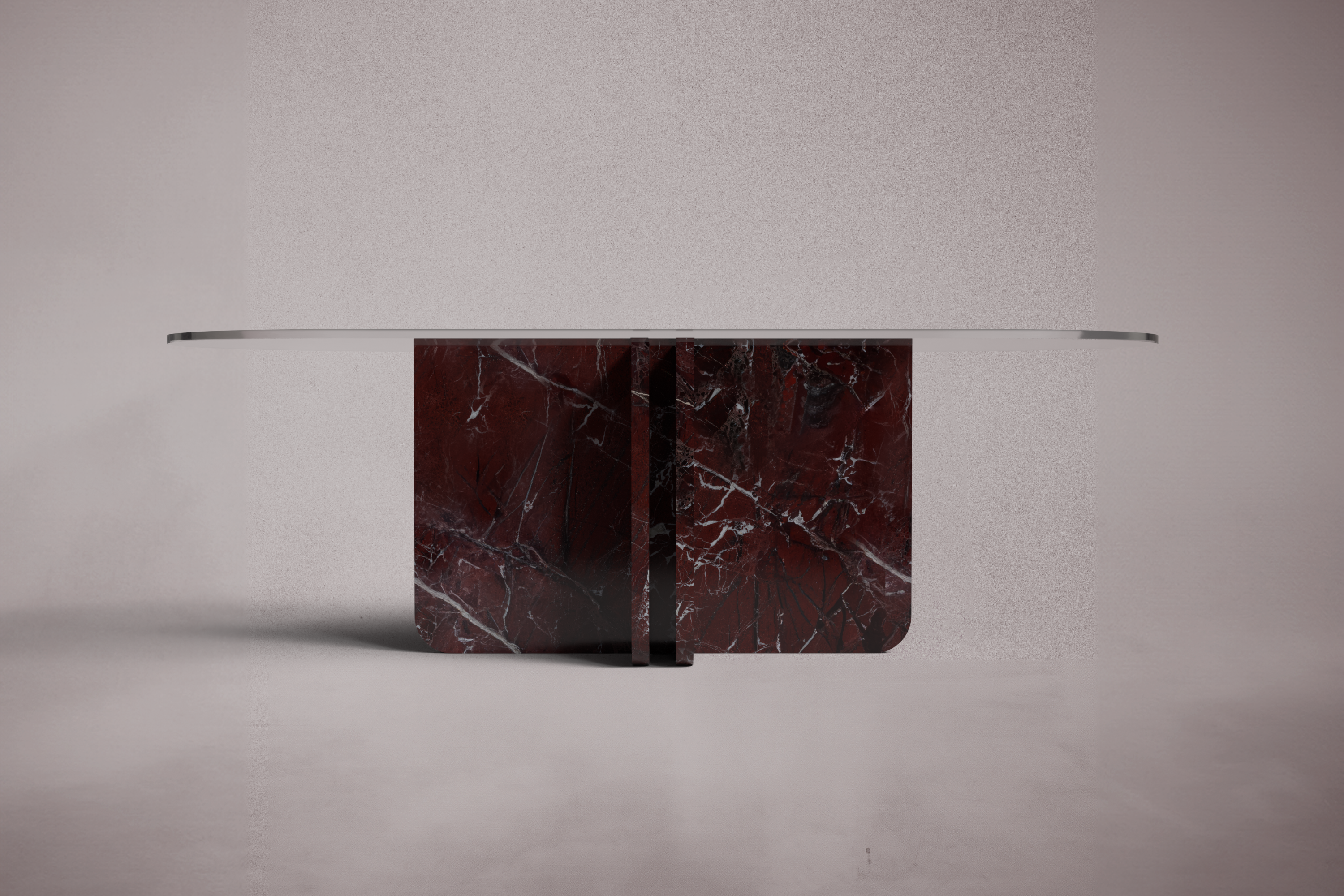 Valery Red Marble Oval Dining Table