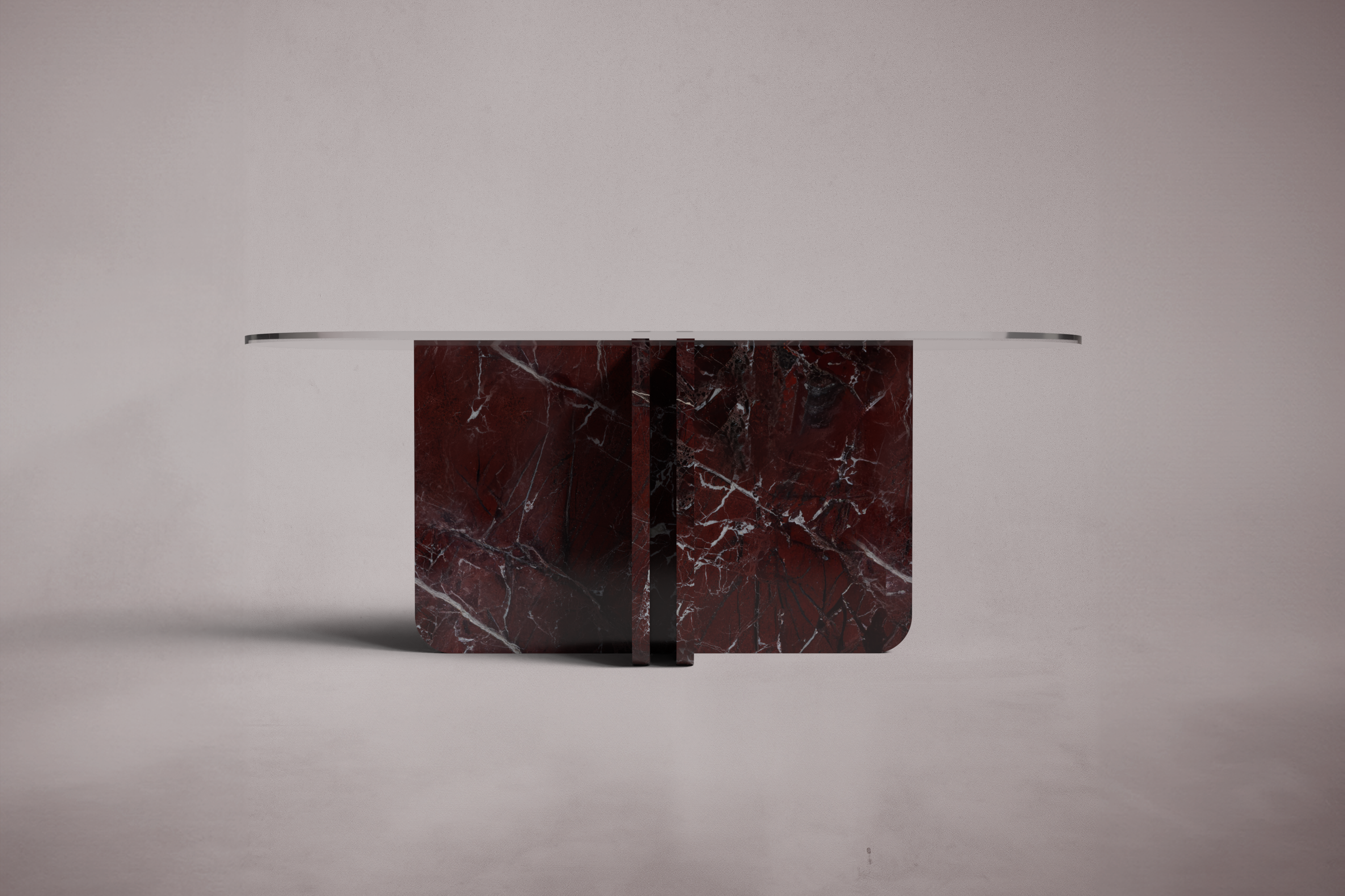 Valery Red Marble Oval Dining Table