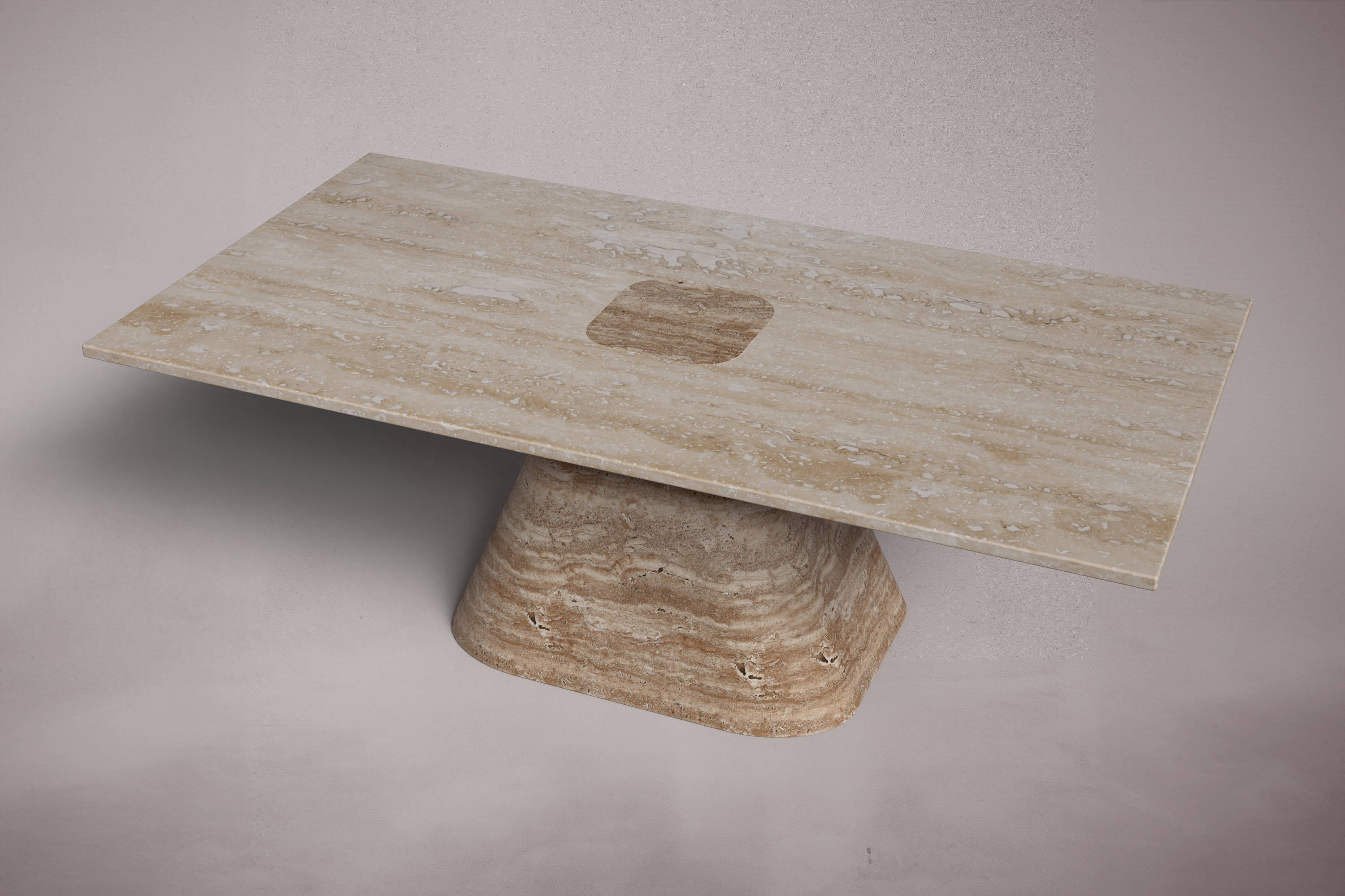 Vivian Rectangular Red Travertine Dining Table