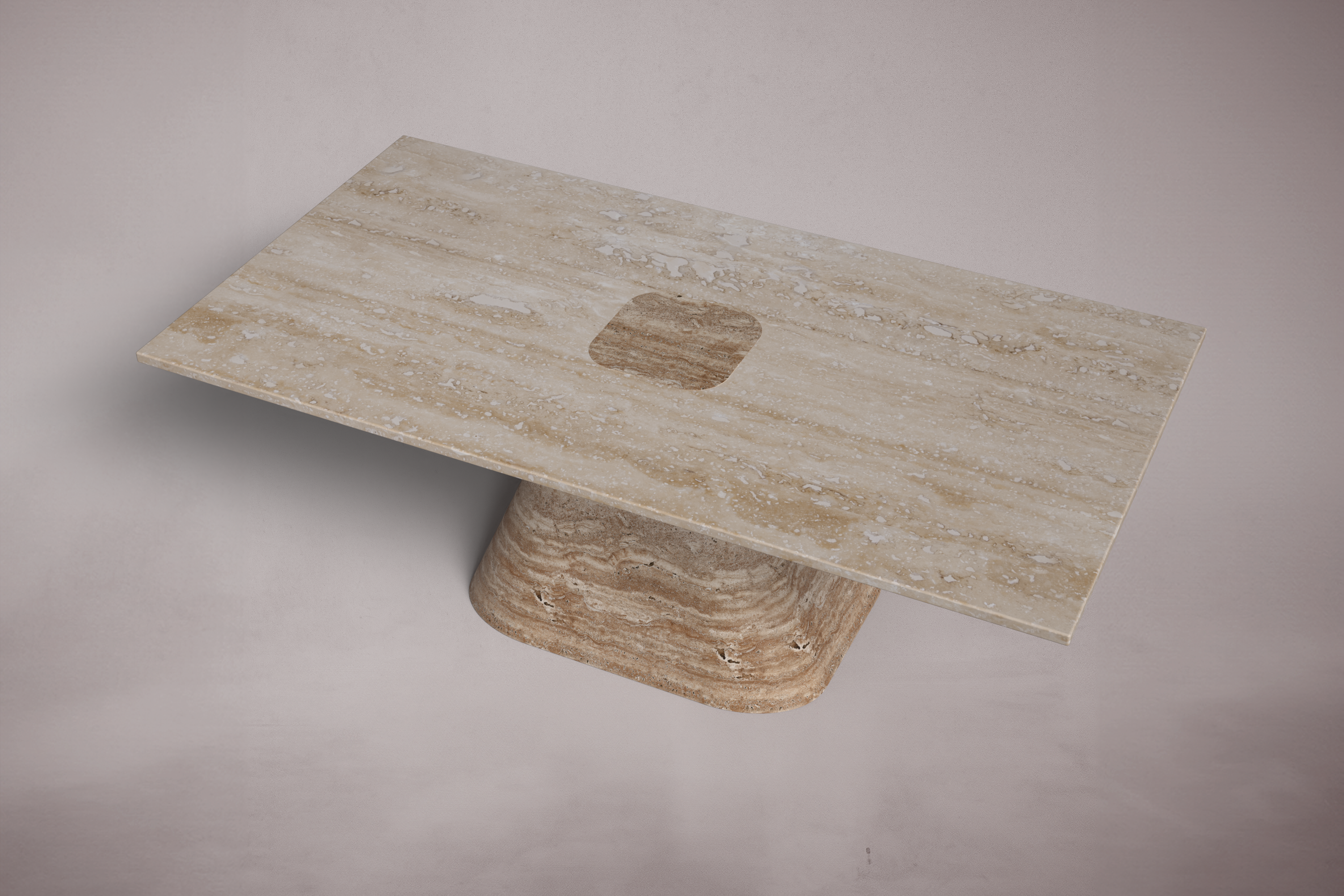 Vivian Rectangular Noche Travertine Dining Table