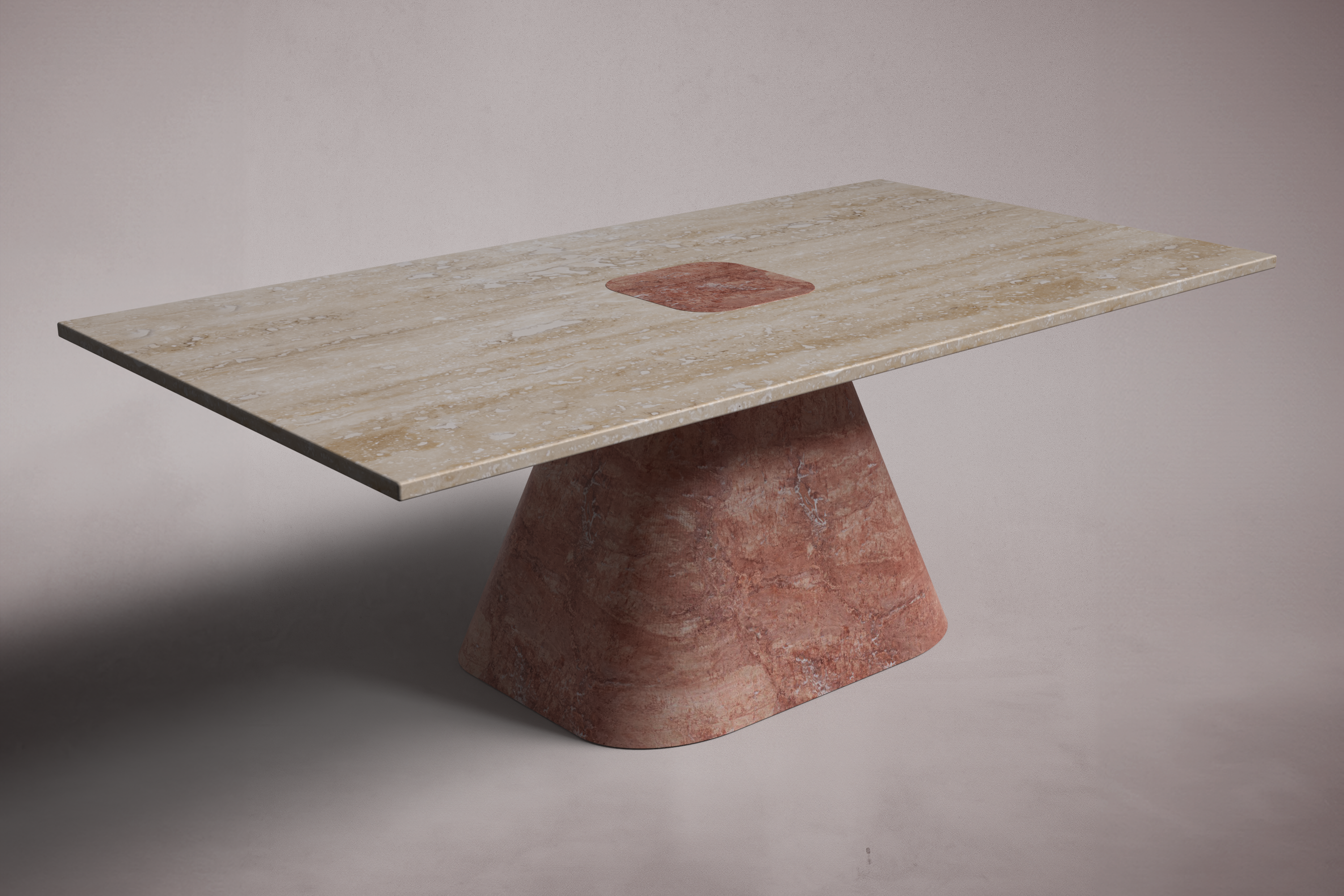 Vivian Rectangular Red Travertine Dining Table