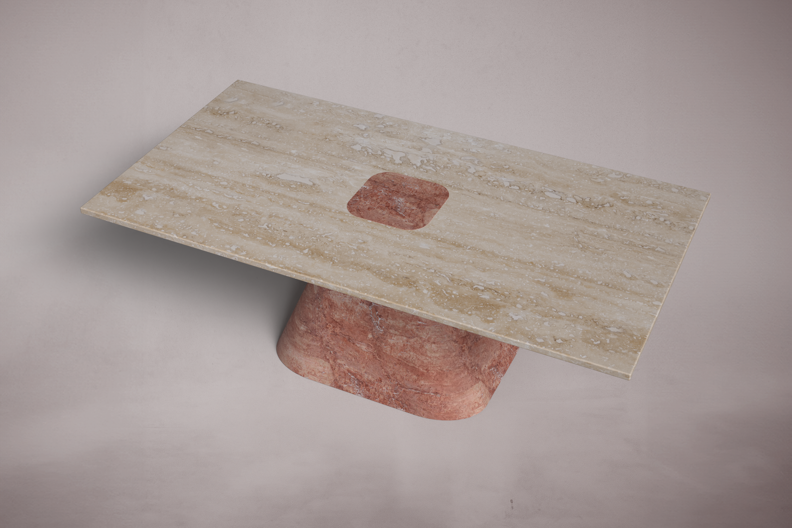 Vivian Rectangular Red Travertine Dining Table