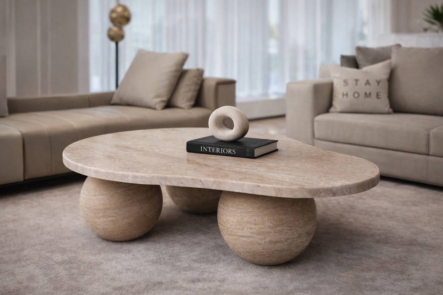 Pear-esque Travertine Coffee Table