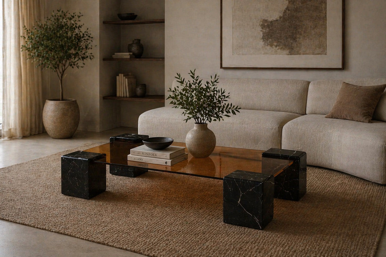 Plinth Alexander Black Marble Coffee Table