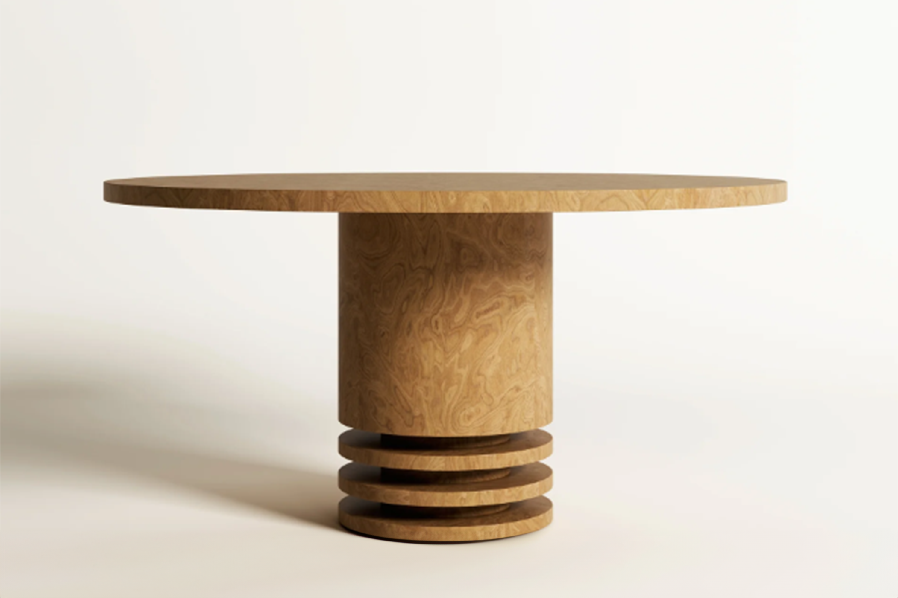 Round Dining Table with Natural Wood Root Veneer