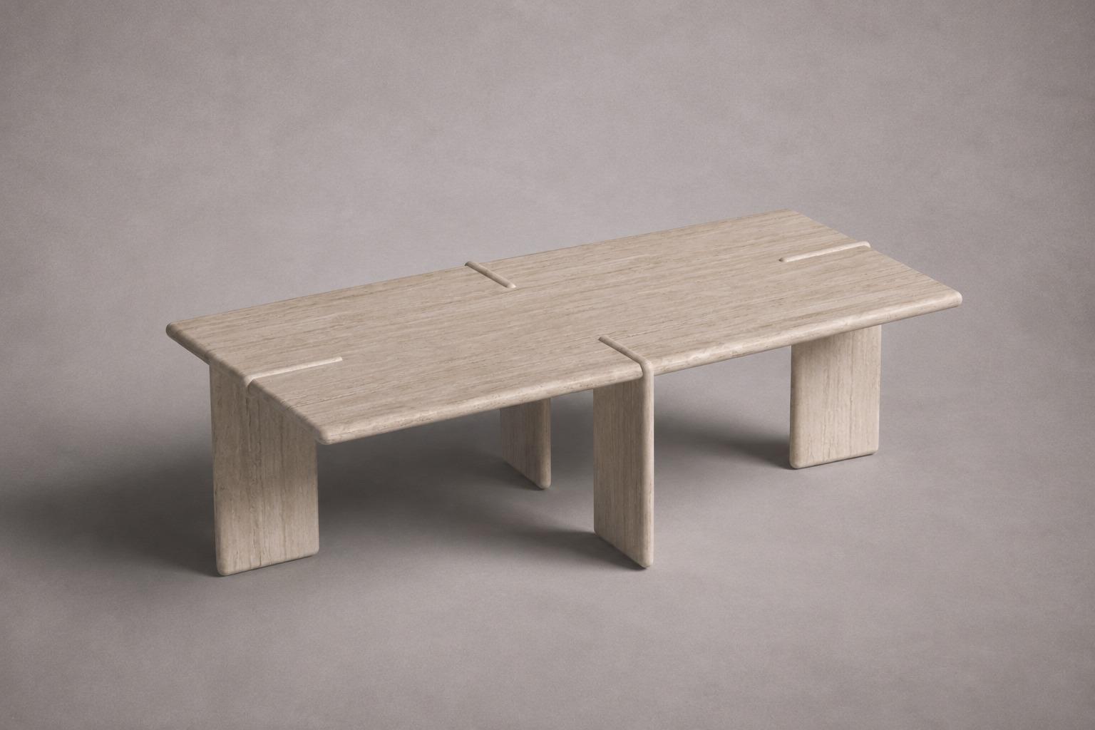 Luna Rectangular Travertine Coffee Table