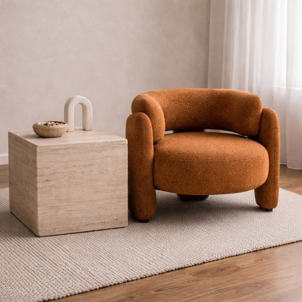 Cube Travertine Side Table