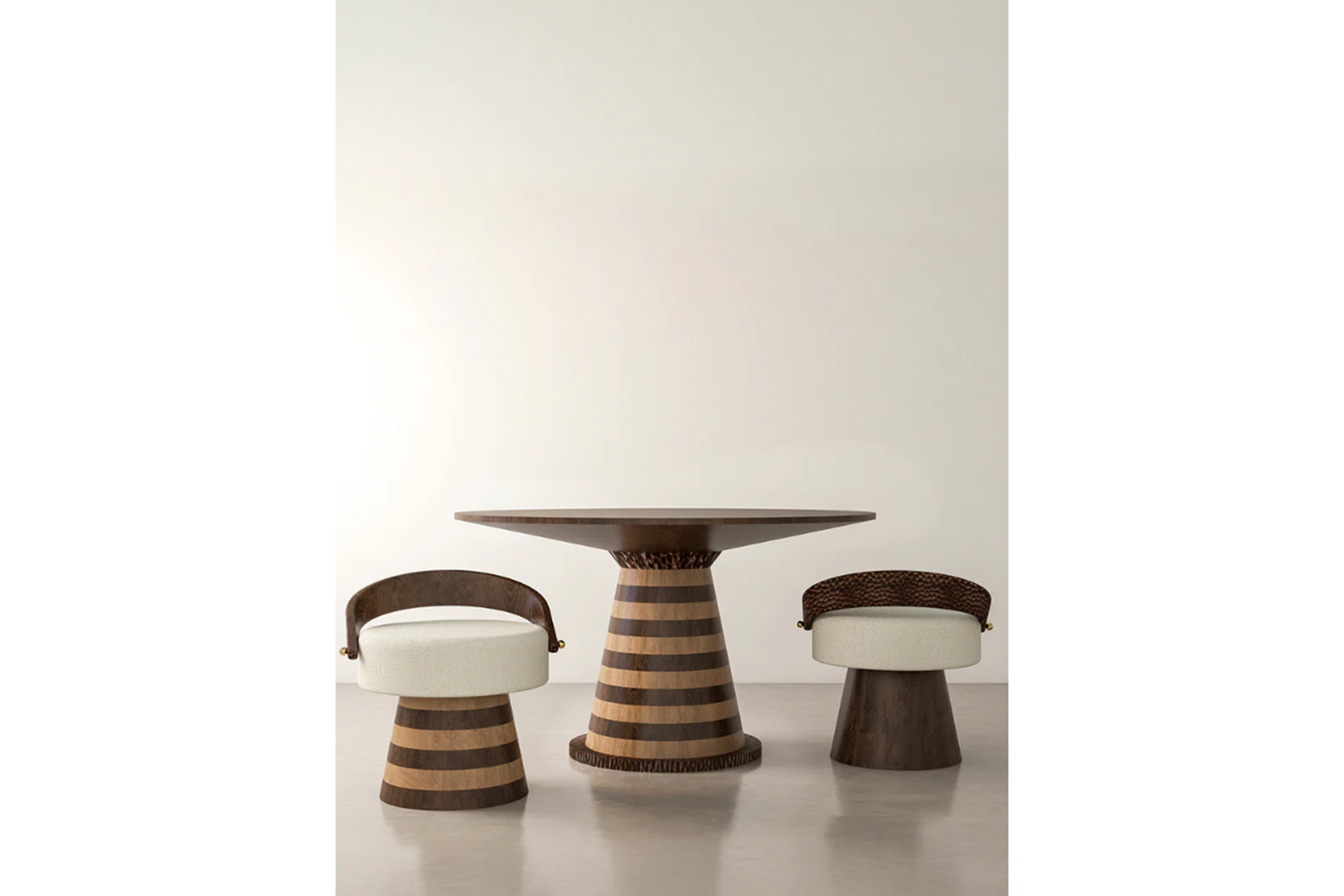 Walnut & Chestnut Wood Round Dining Table
