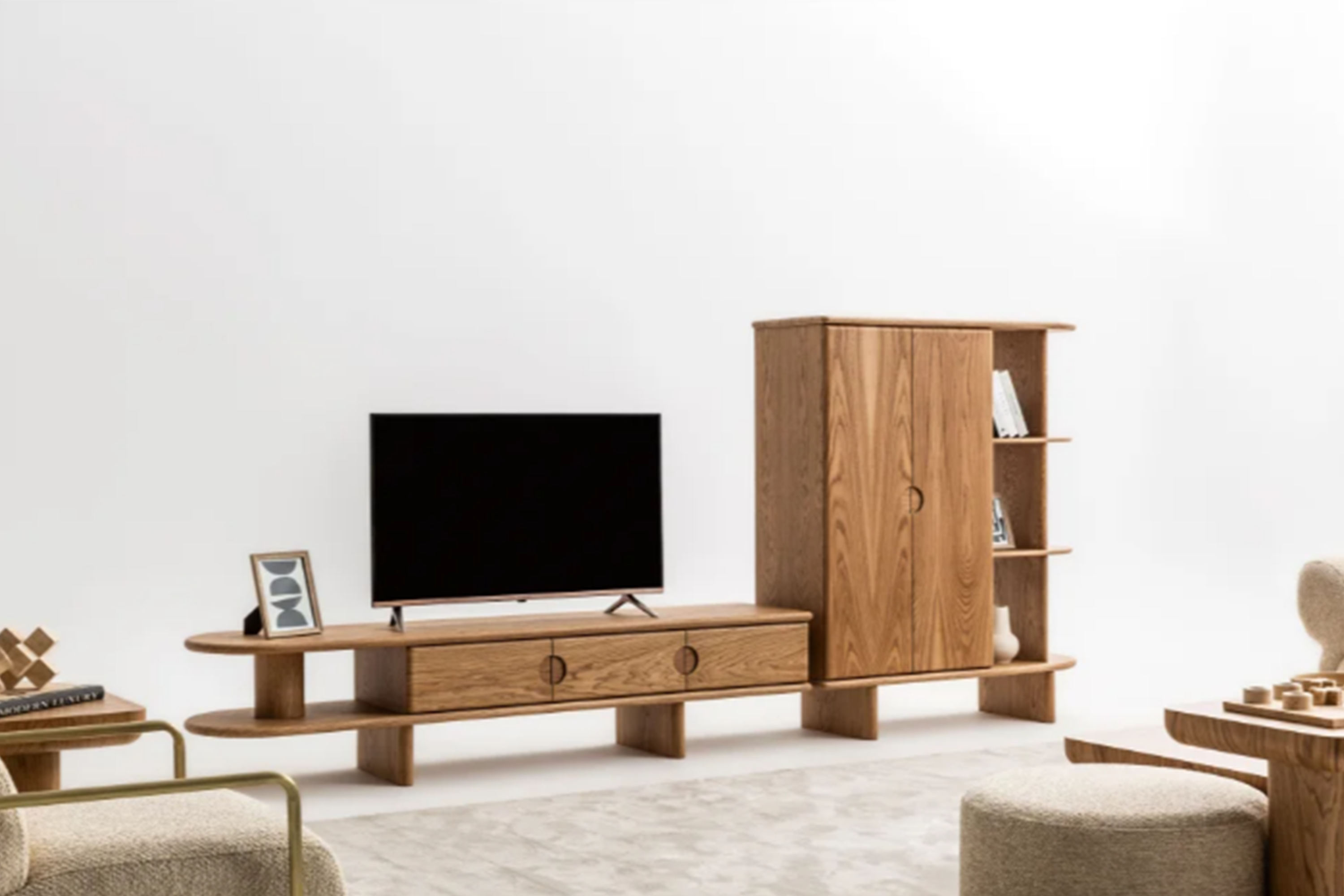 Media Console with Wooden Legs