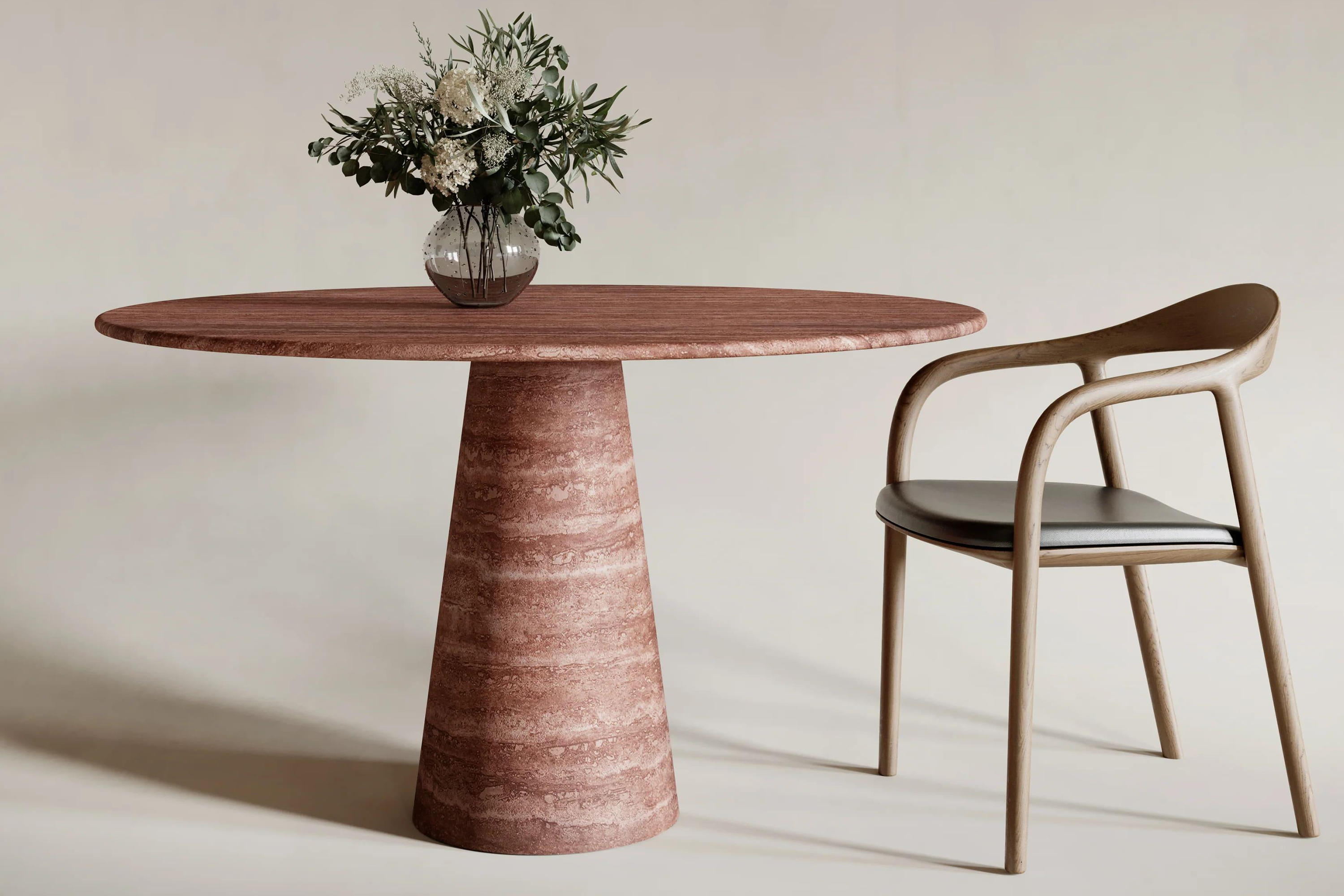 Sunset Red Travertine Round Table