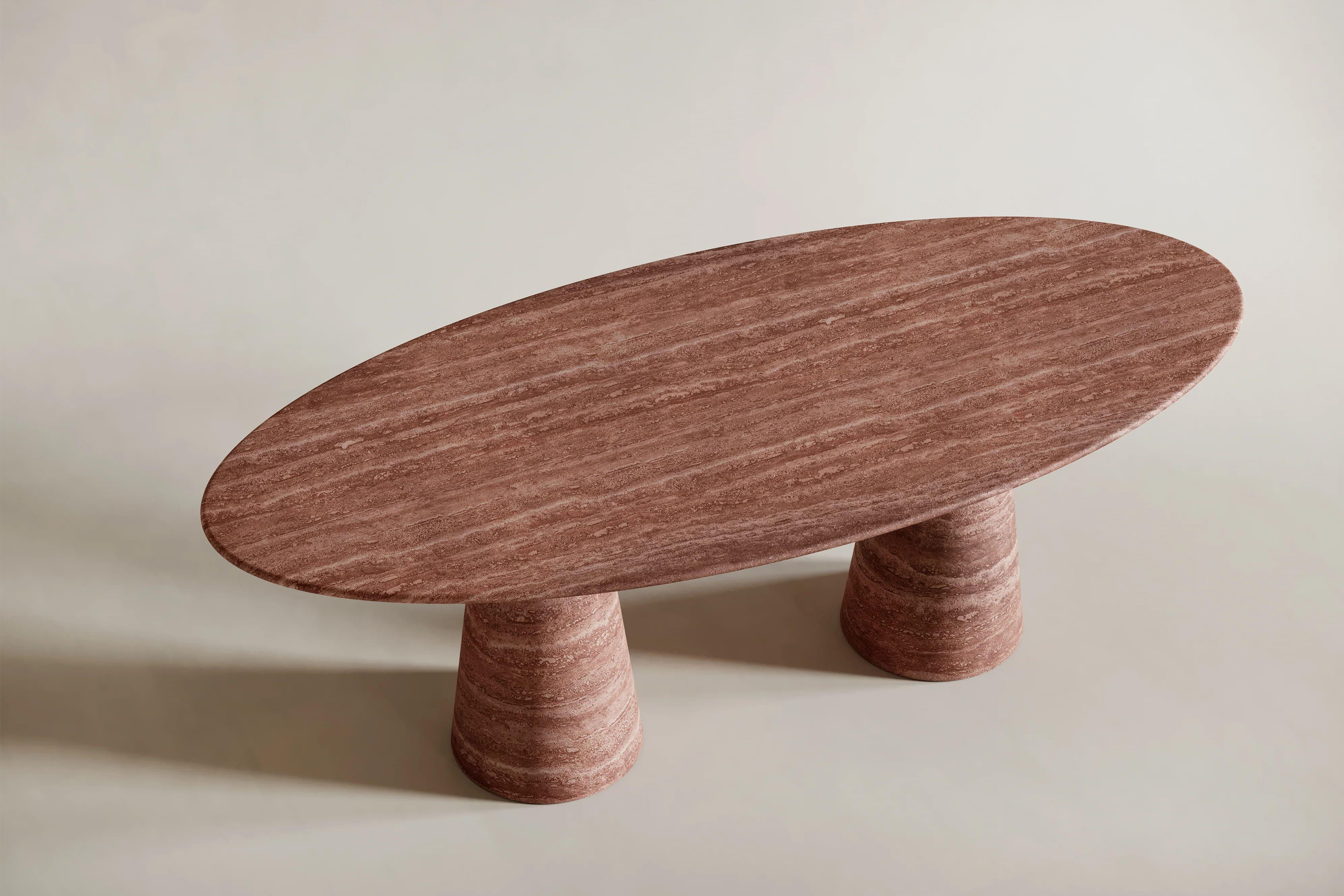 Rosso de Pierre Travertine Oval Dining Table