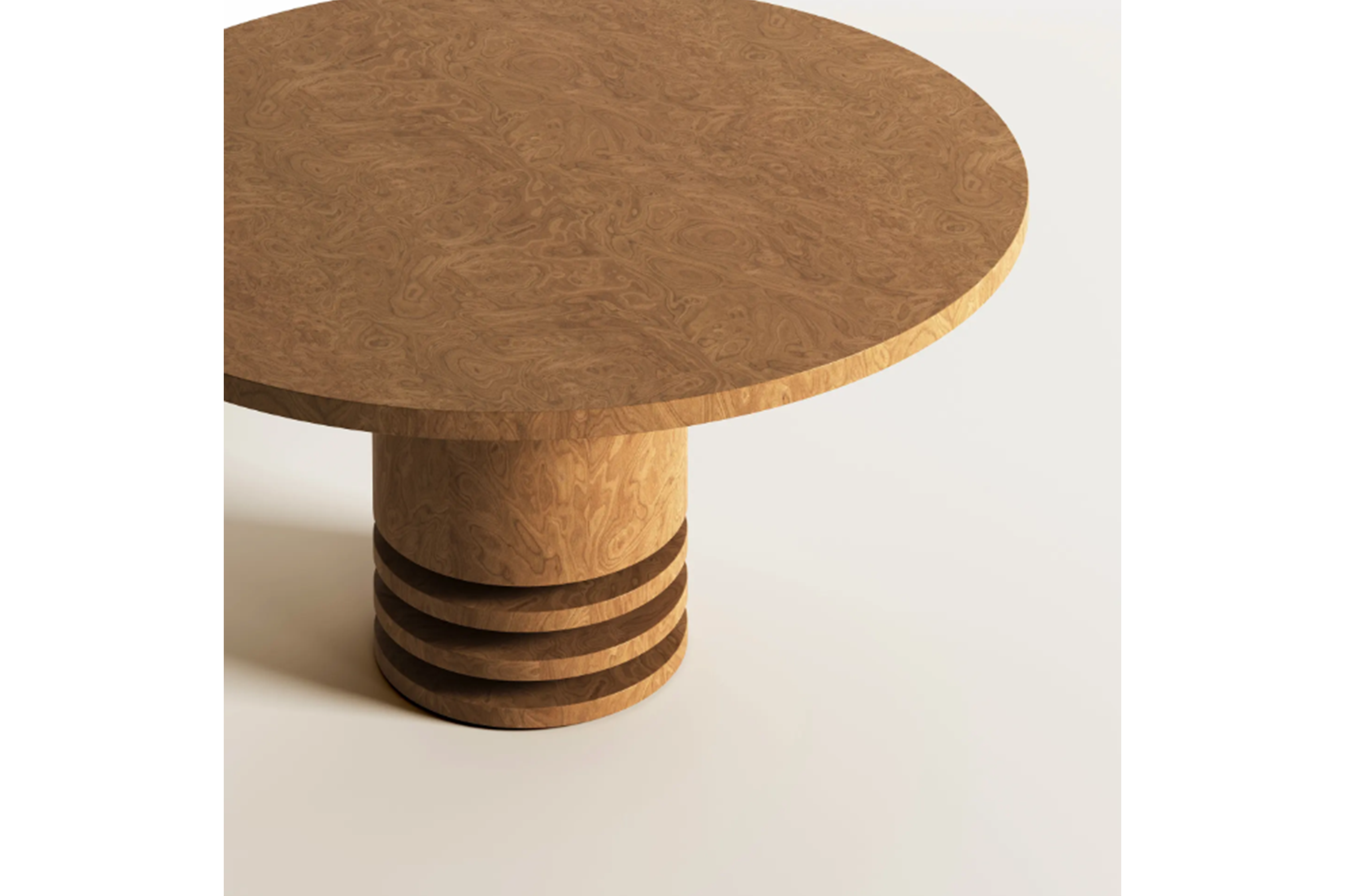 Round Dining Table with Natural Wood Root Veneer